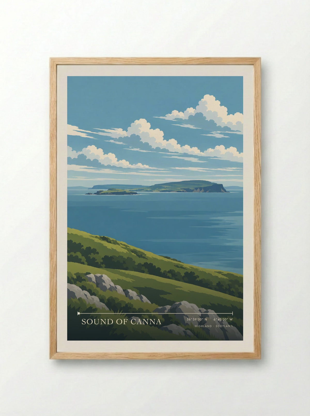 Sound of Canna, Highland | Travel Poster - Framed Print Wood
