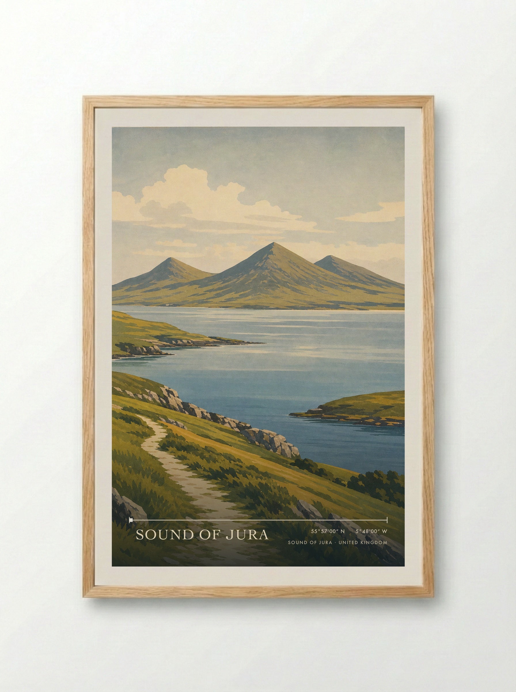 Sound of Jura United Kingdom Travel Poster - Framed Print Wood