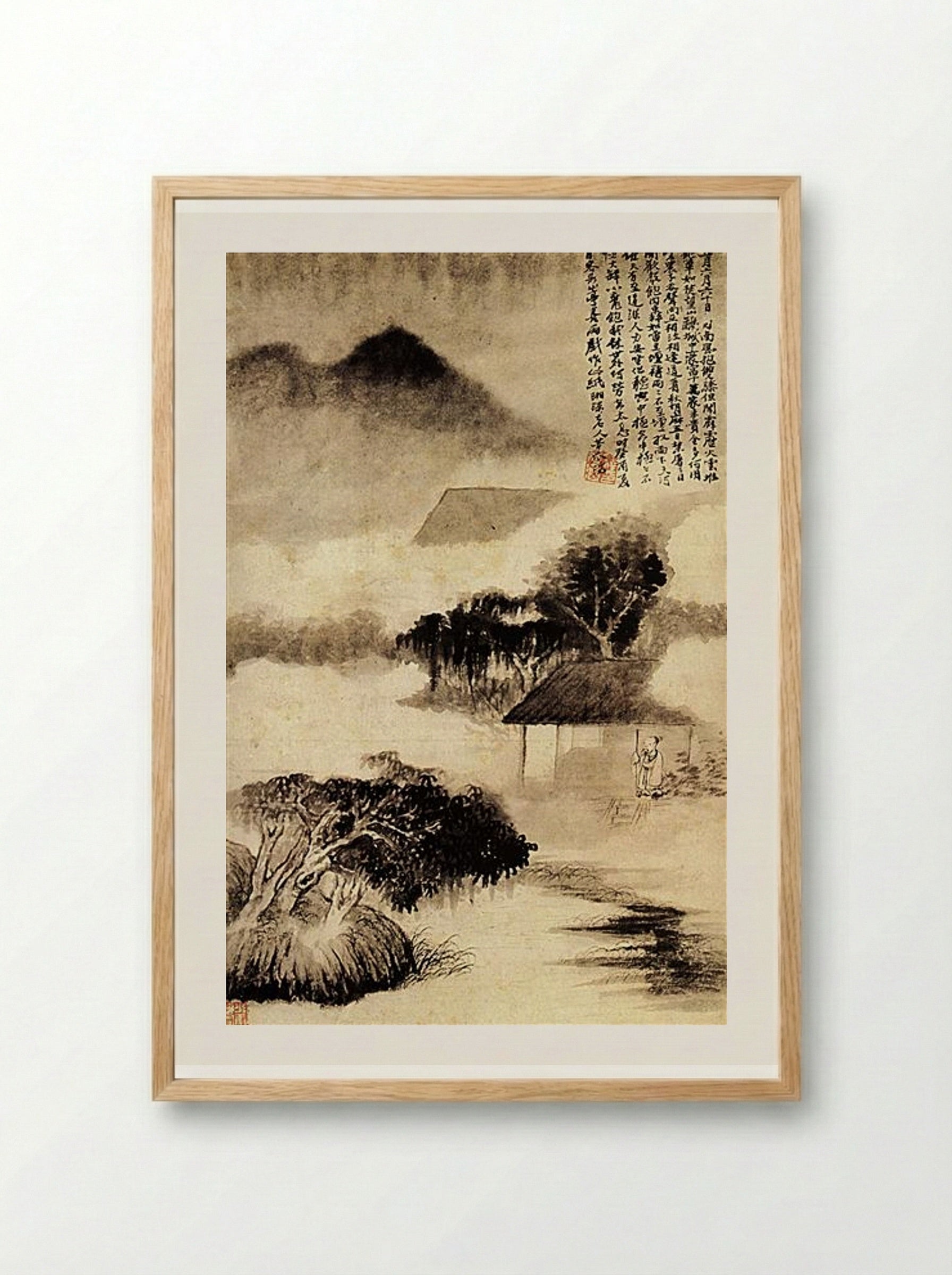 Sound of Thunder in the Distance - Shitao - Framed Print Wood