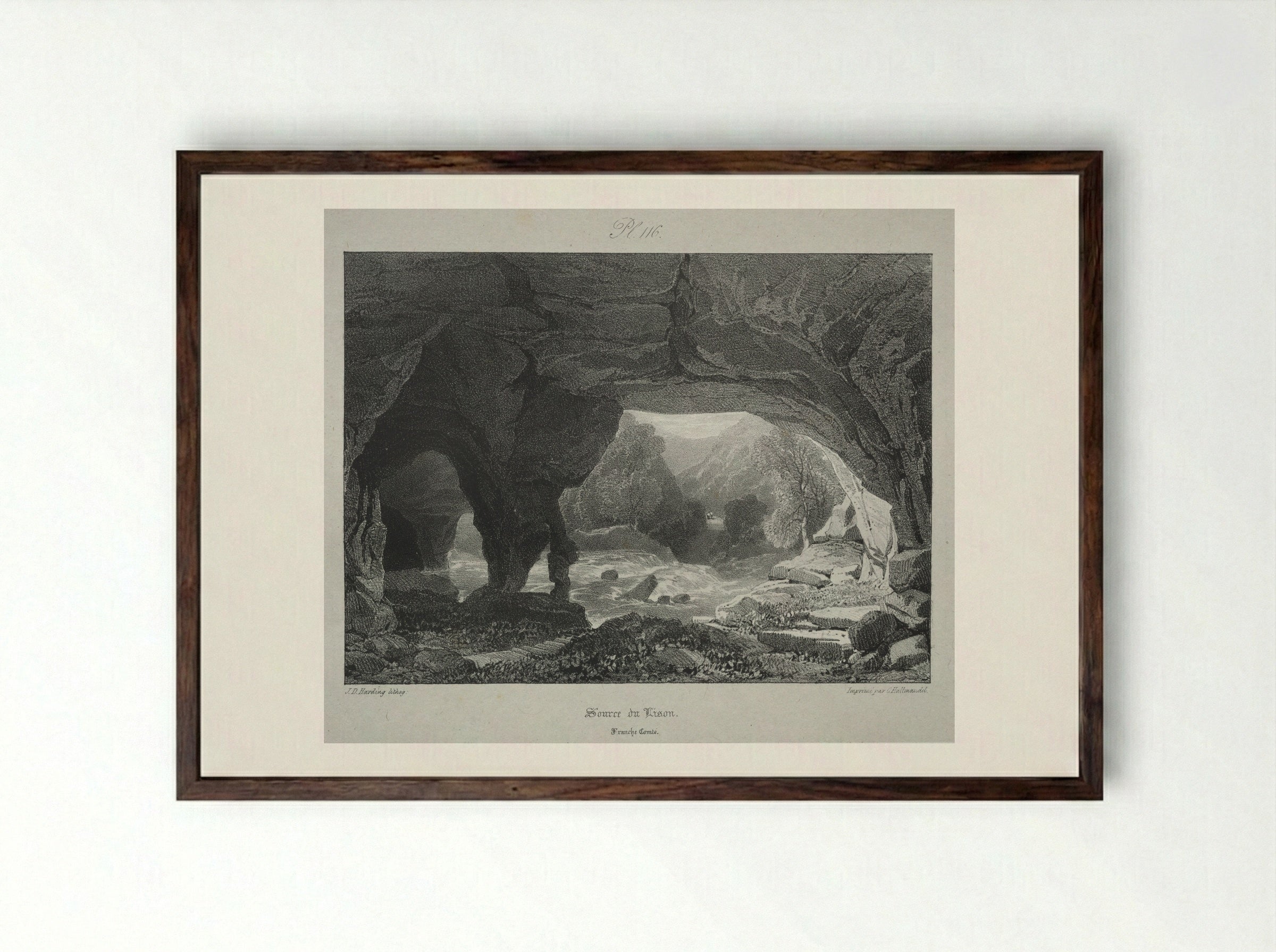 Source du Lison, Franche Comté - James Duffield Harding - Framed Print Dark Wood