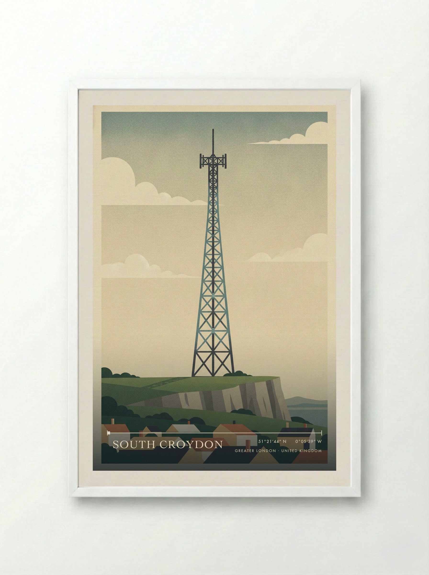 South Croydon Greater London United Kingdom Travel Poster - Framed Print White