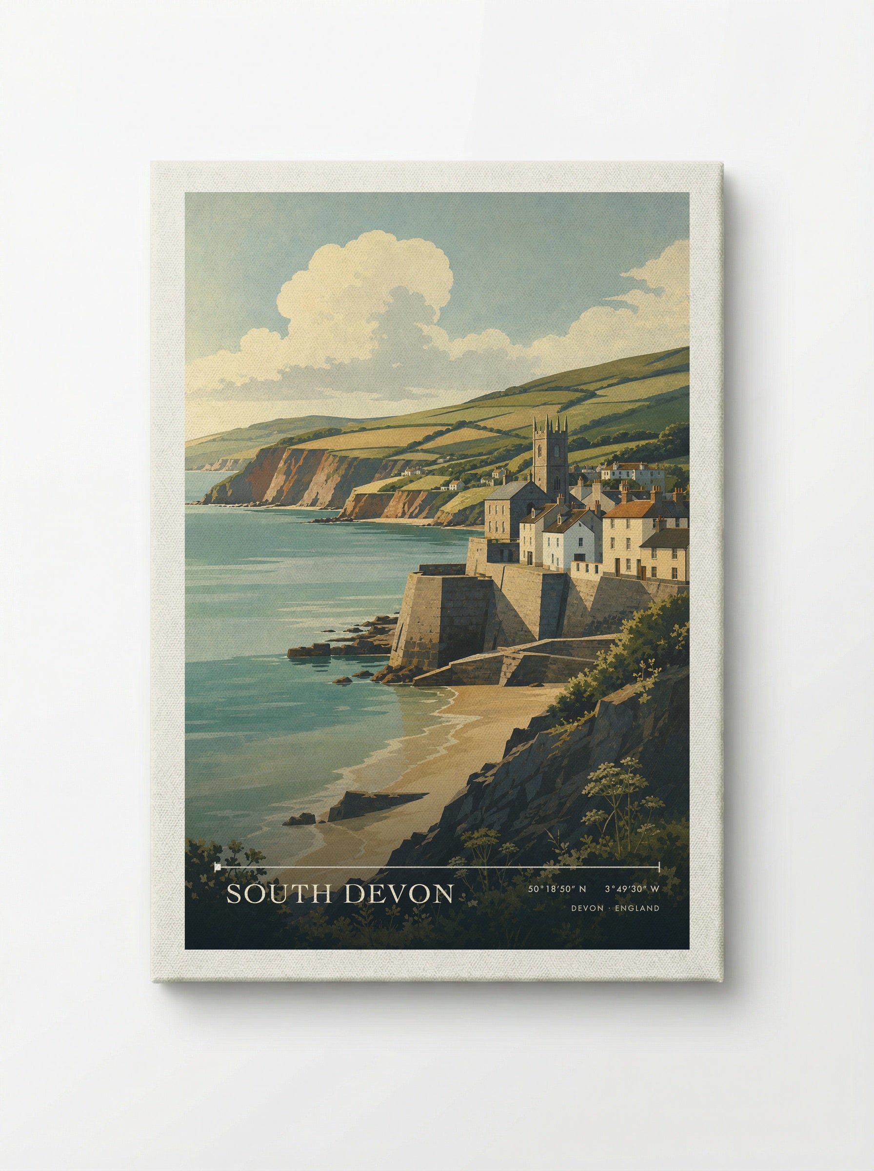 South Devon England Travel Poster - Canvas
