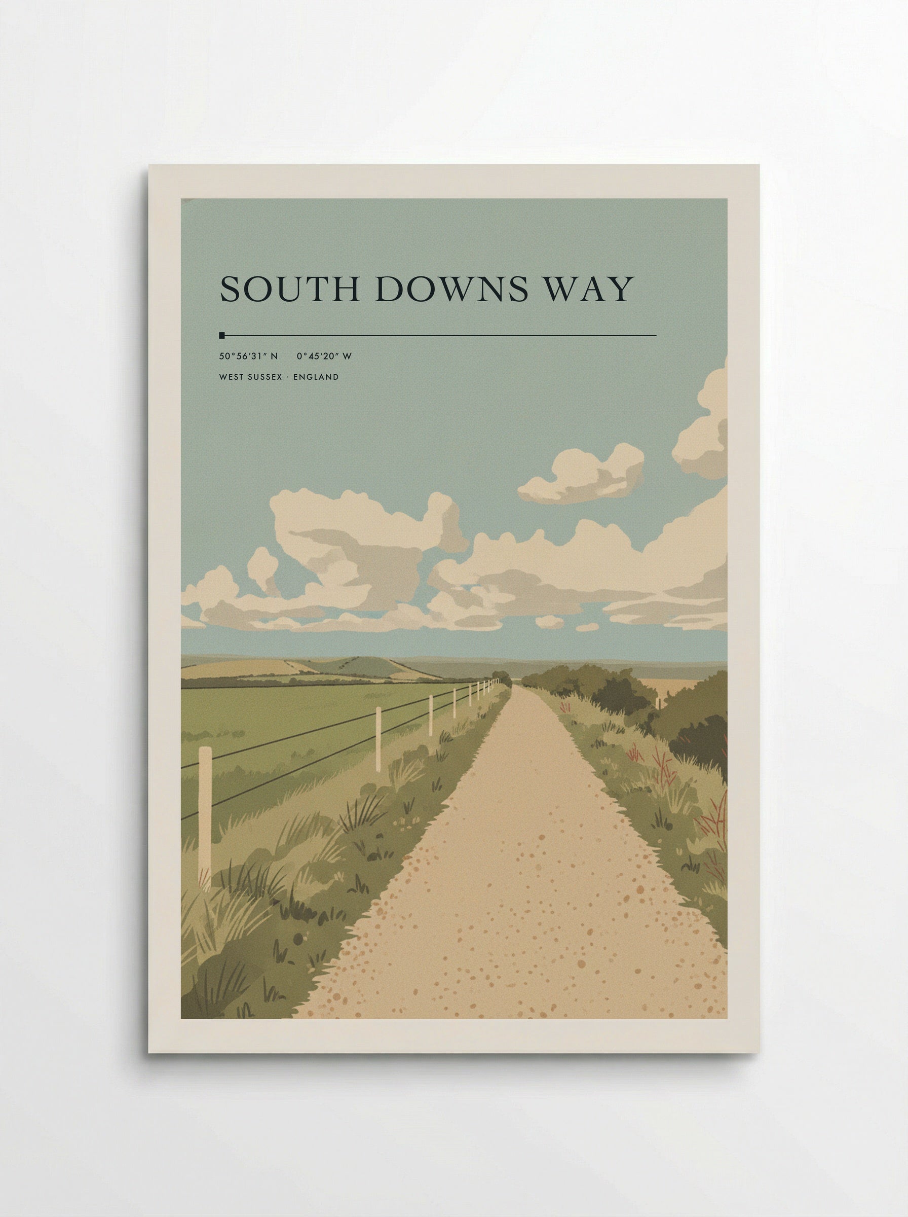 South Downs Way West Sussex England Travel Poster - Poster