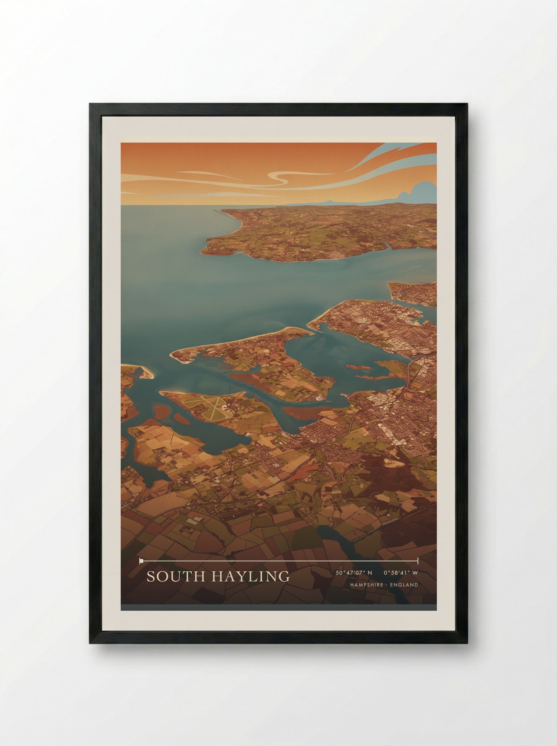 South Hayling Hampshire England Travel Poster - Framed Print Black