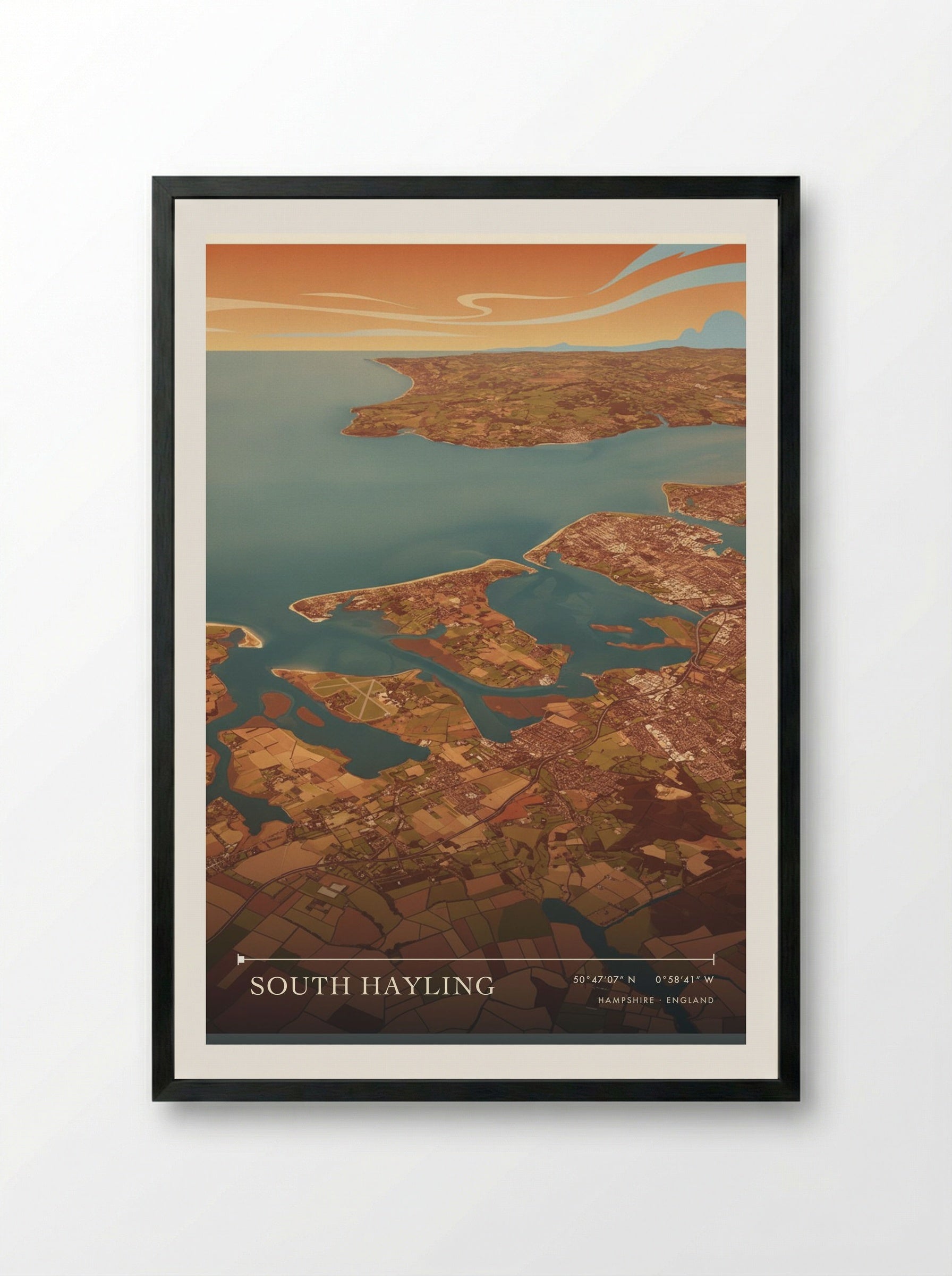 South Hayling Hampshire England Travel Poster - Framed Print Black