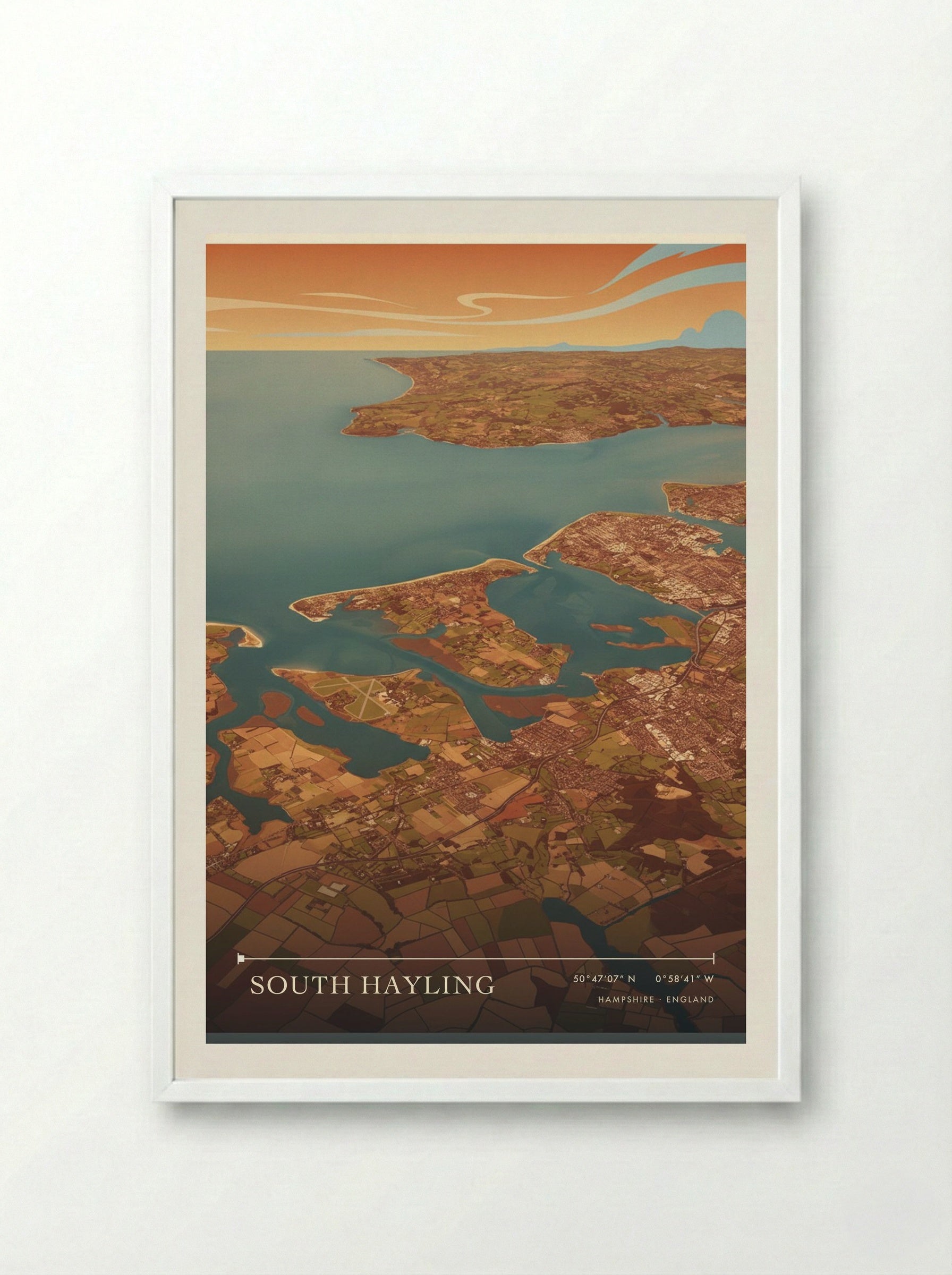 South Hayling Hampshire England Travel Poster - Framed Print White