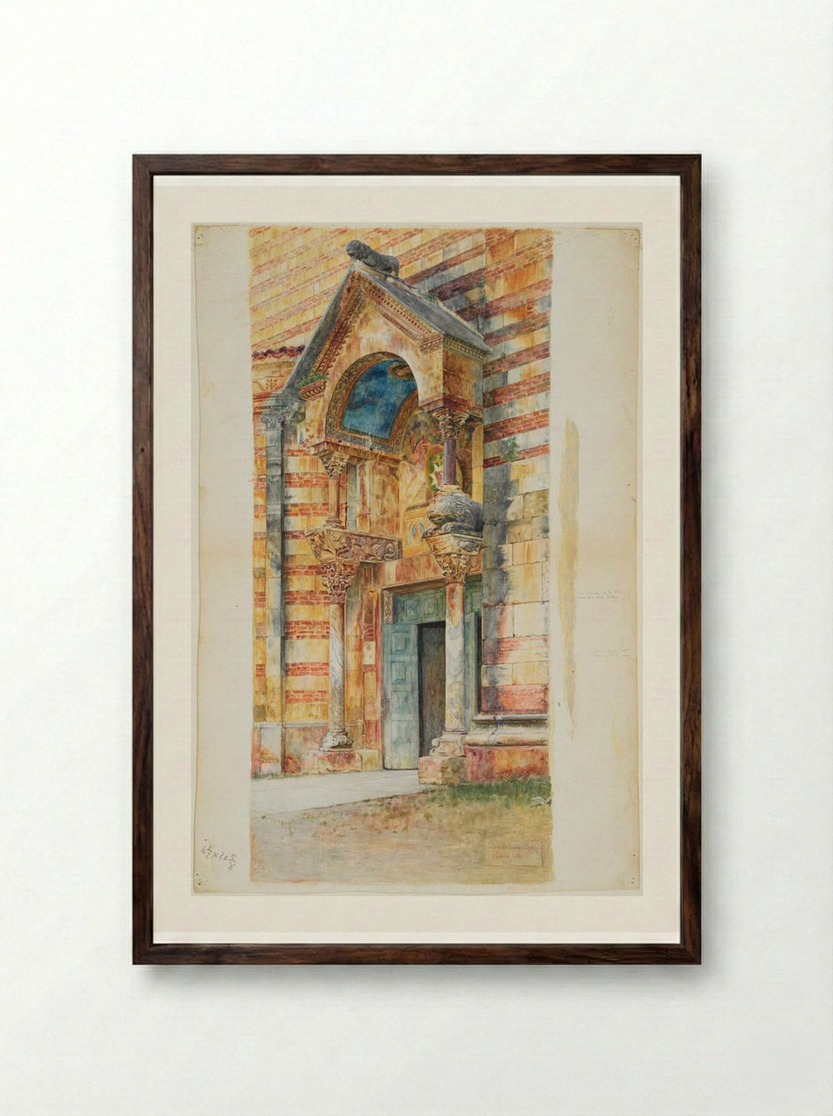 South Porch, Duomo, Verona, Italy - Joseph Lindon Smith - Framed Print Dark Wood