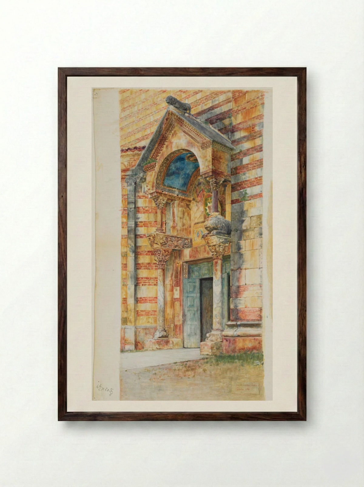 South Porch, Duomo, Verona, Italy - Joseph Lindon Smith - Framed Print Dark Wood