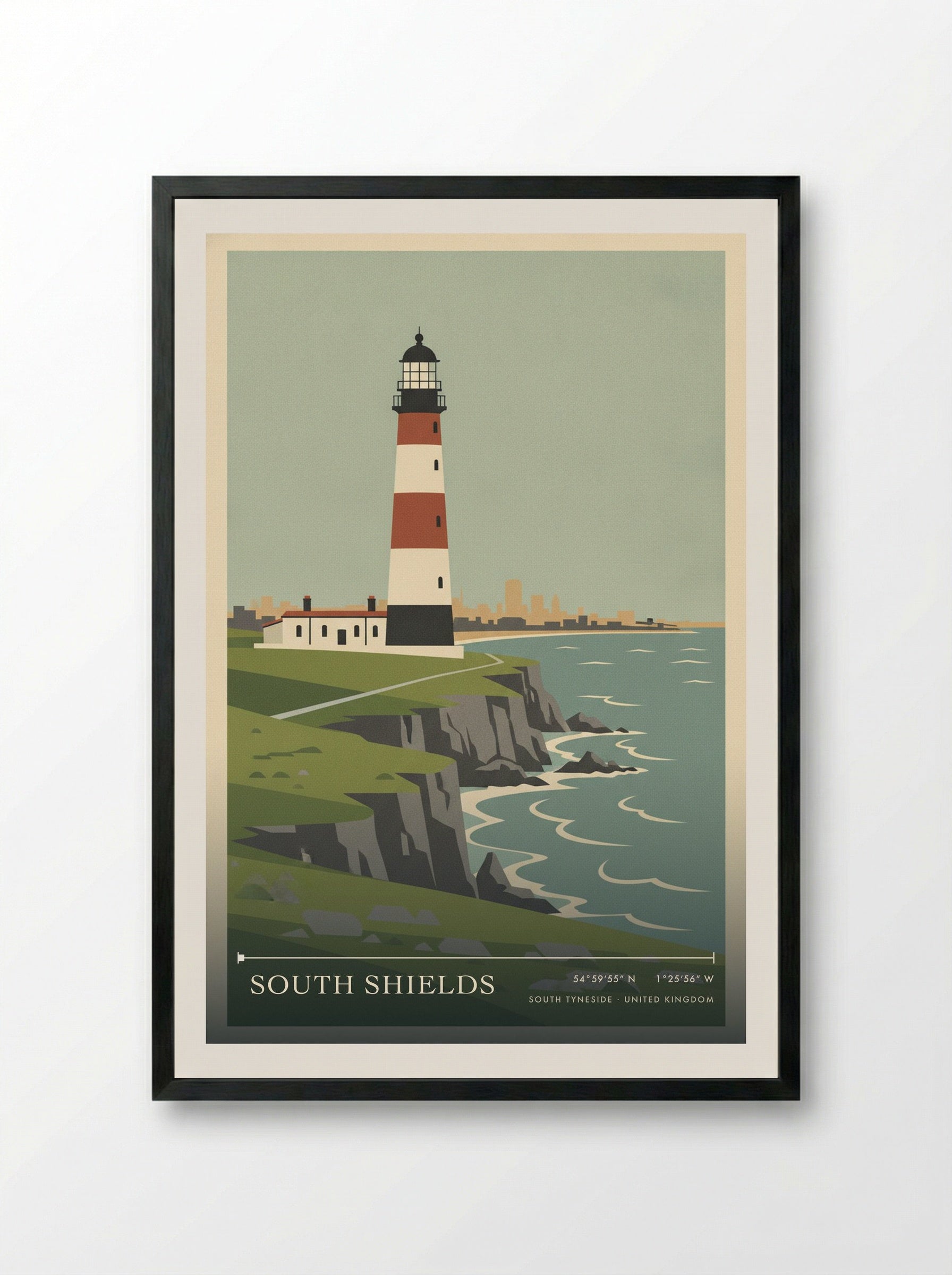 South Shields South Tyneside United Kingdom Travel Poster - Framed Print Black