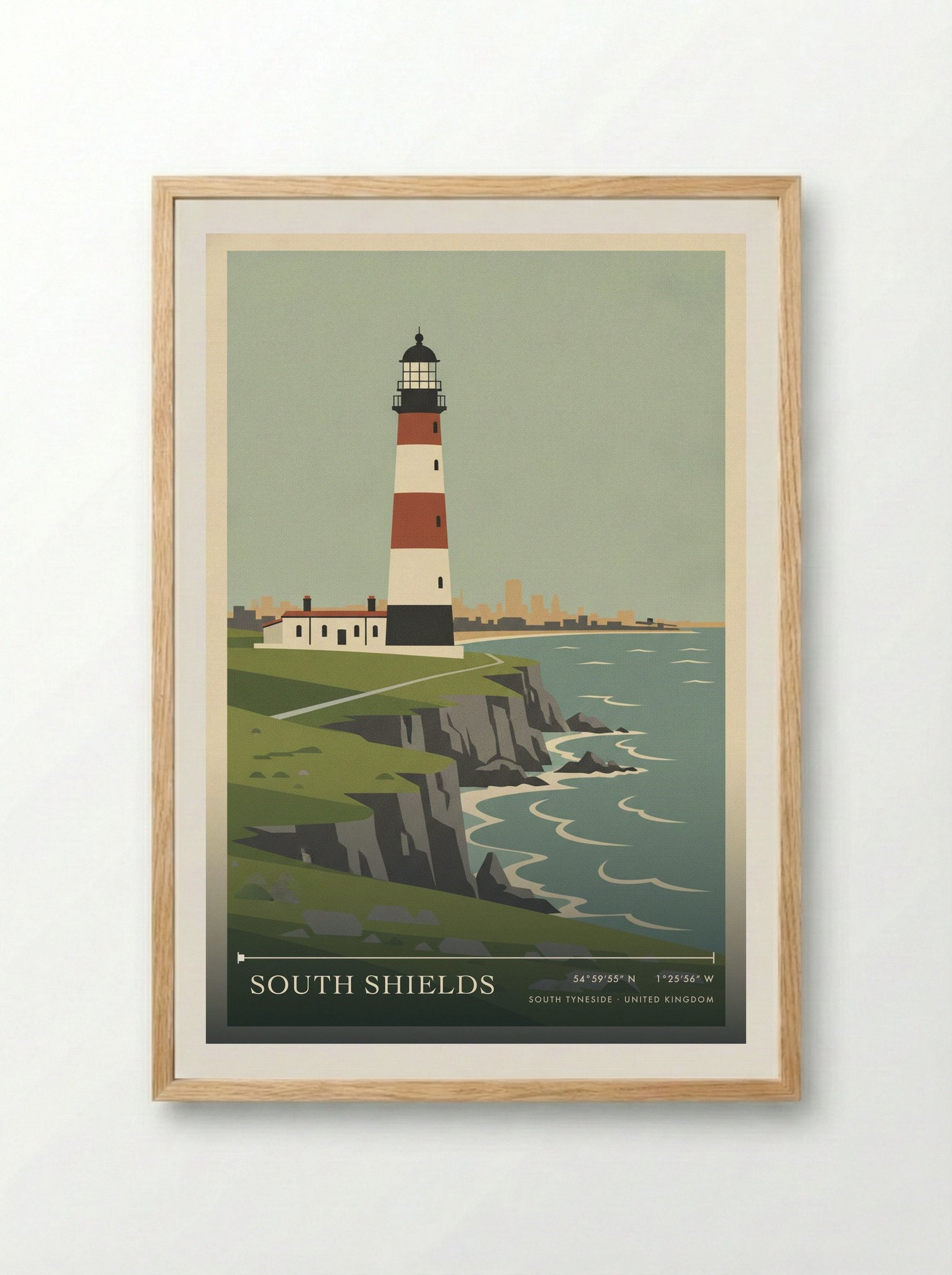 South Shields South Tyneside United Kingdom Travel Poster - Framed Print Wood