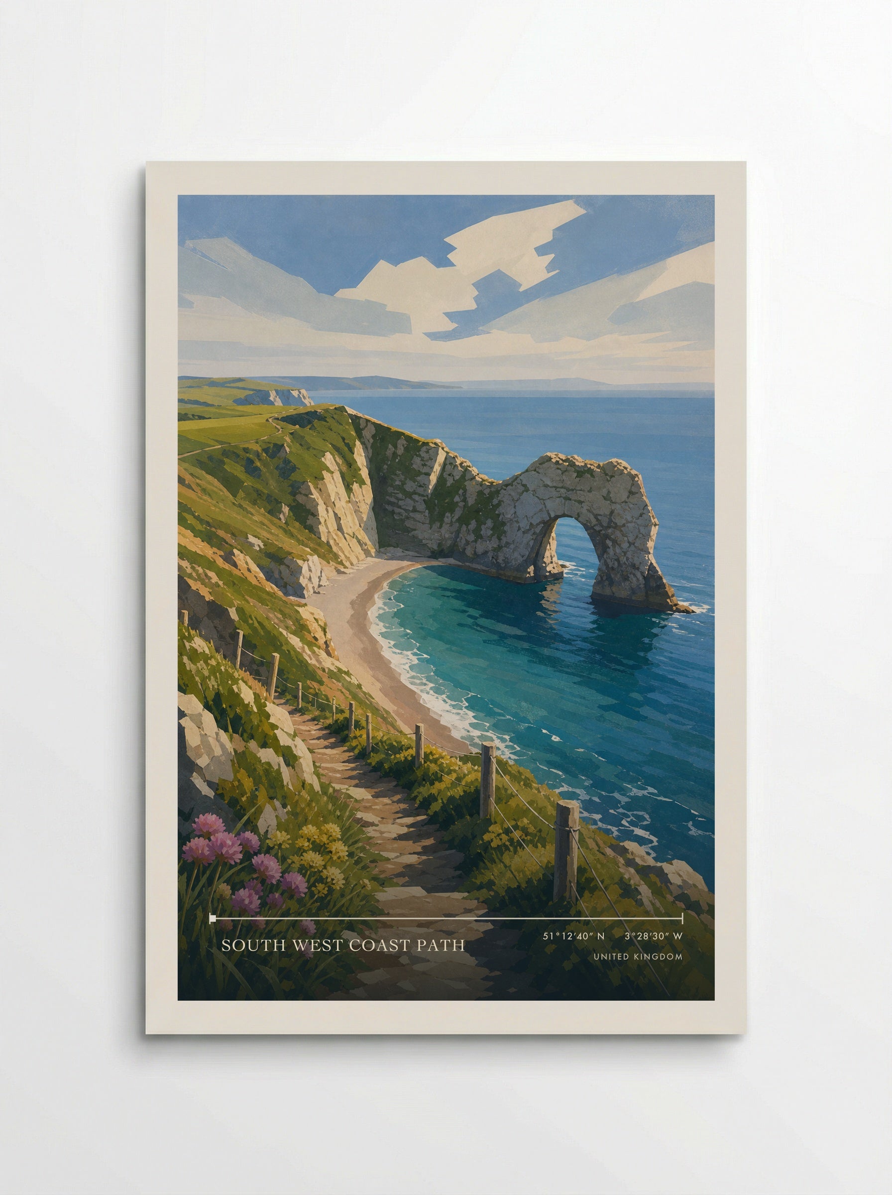 South West Coast Path United Kingdom Travel Poster - Poster