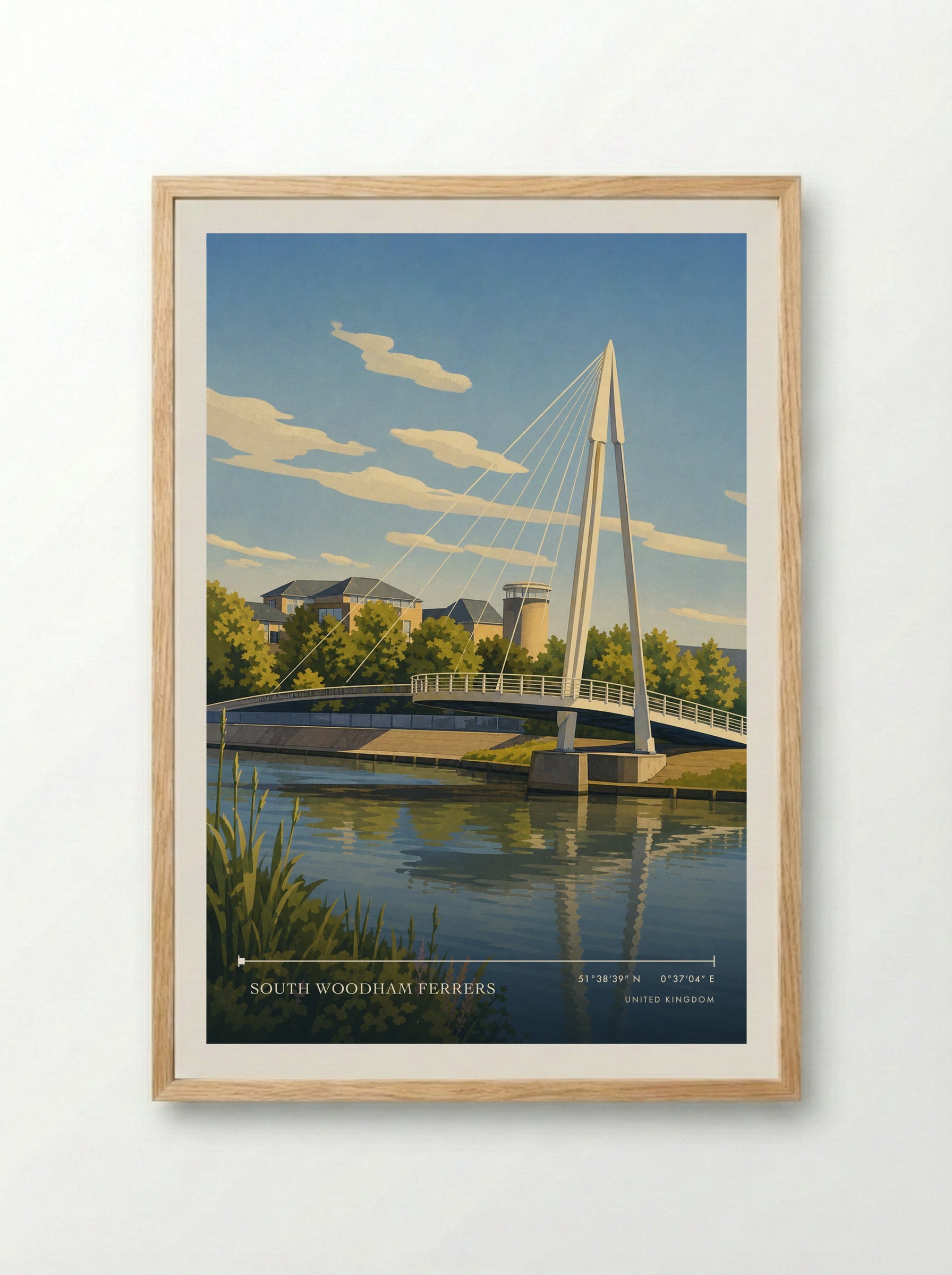 South Woodham Ferrers United Kingdom Travel Poster - Framed Print Wood