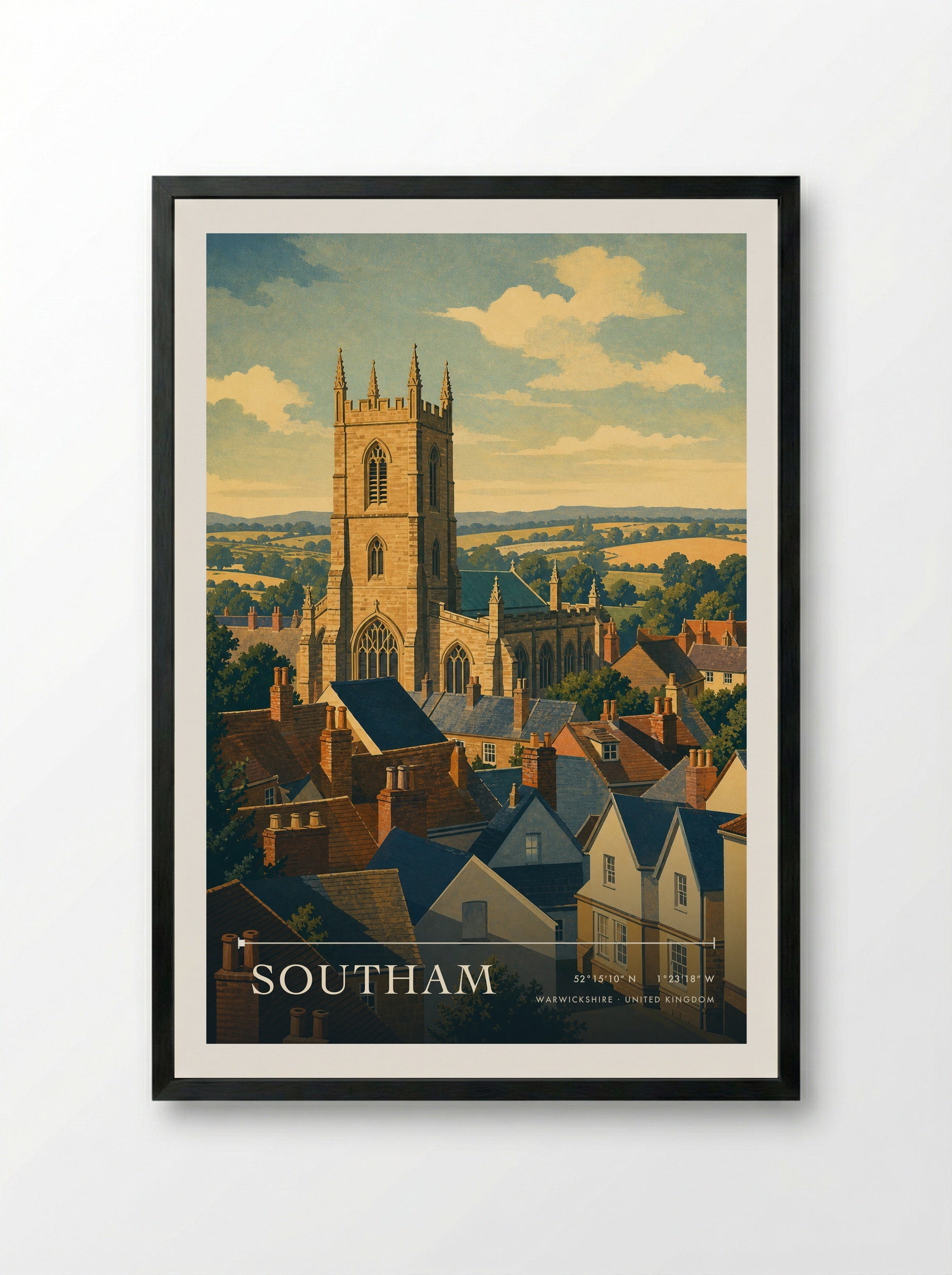Southam Warwickshire United Kingdom Travel Poster - Framed Print Black