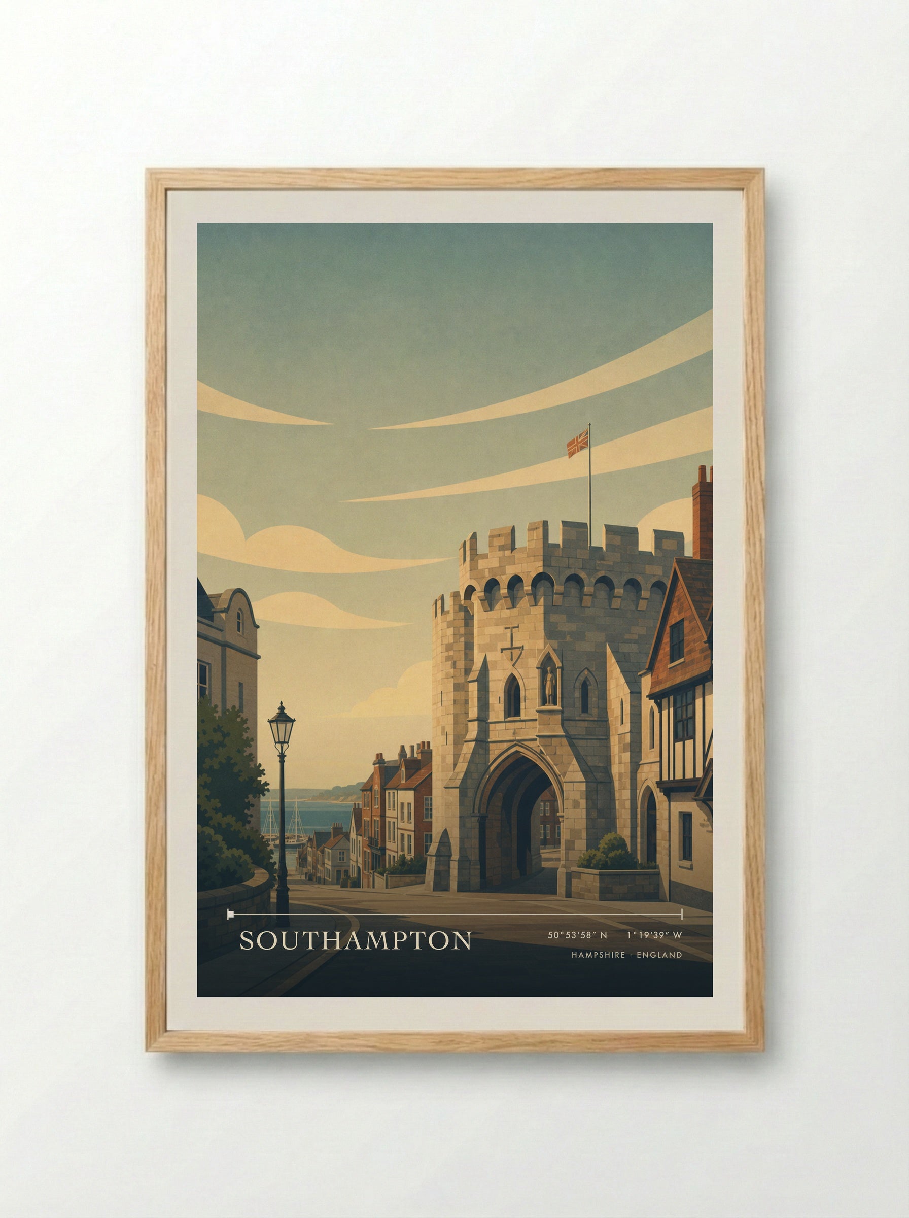 Southampton Hampshire England Travel Poster - Framed Print Wood