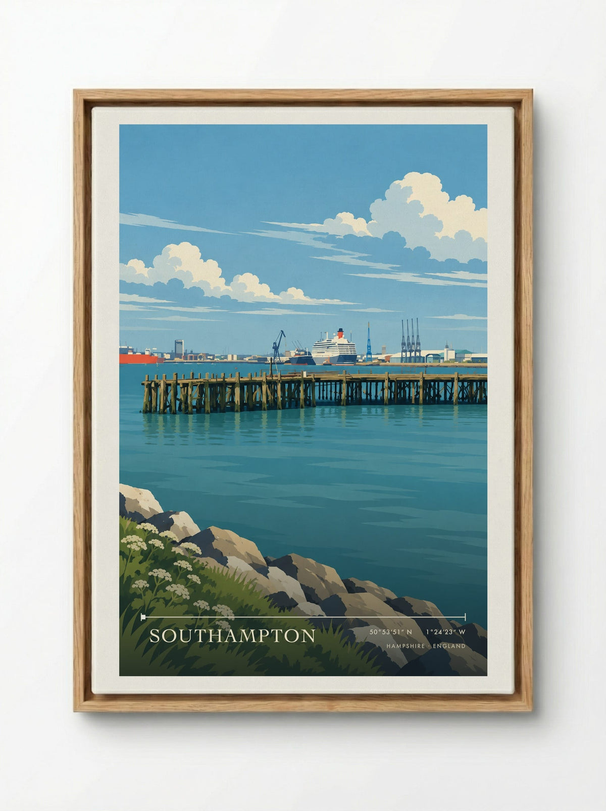 Southampton, Hampshire | Travel Poster - Framed Canvas Wood