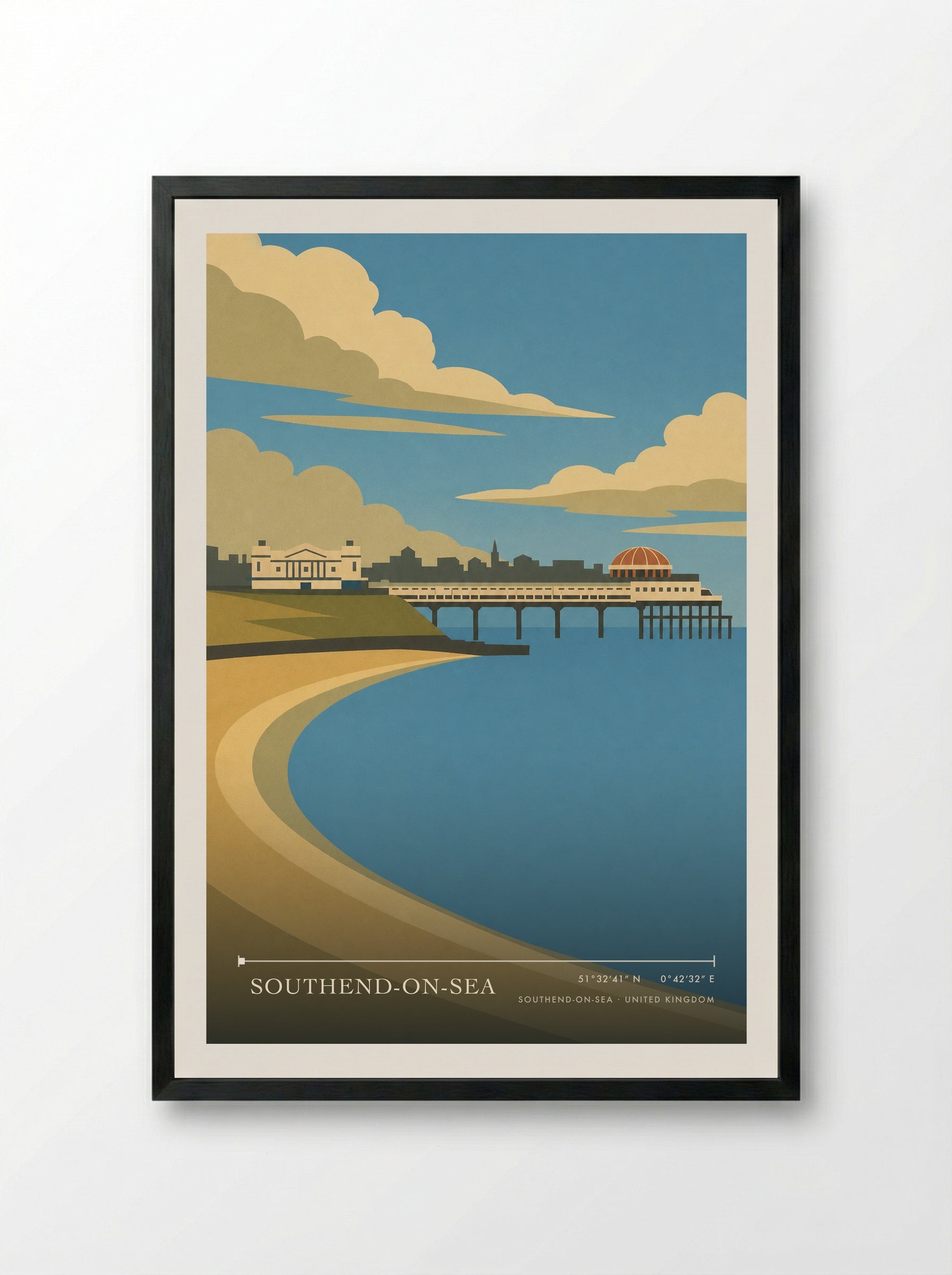 Southend-on-Sea United Kingdom Travel Poster - Framed Print Black