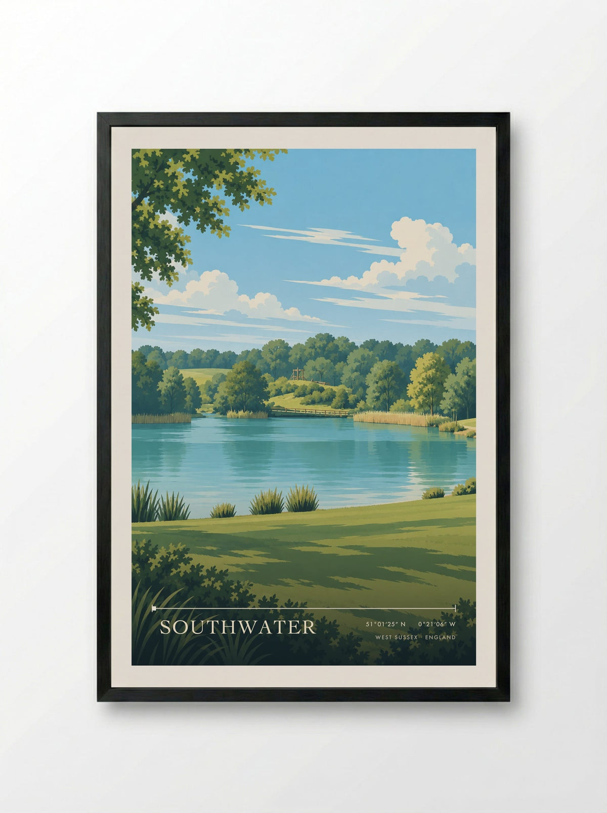 Southwater, West Sussex | Travel Poster - Framed Print Black