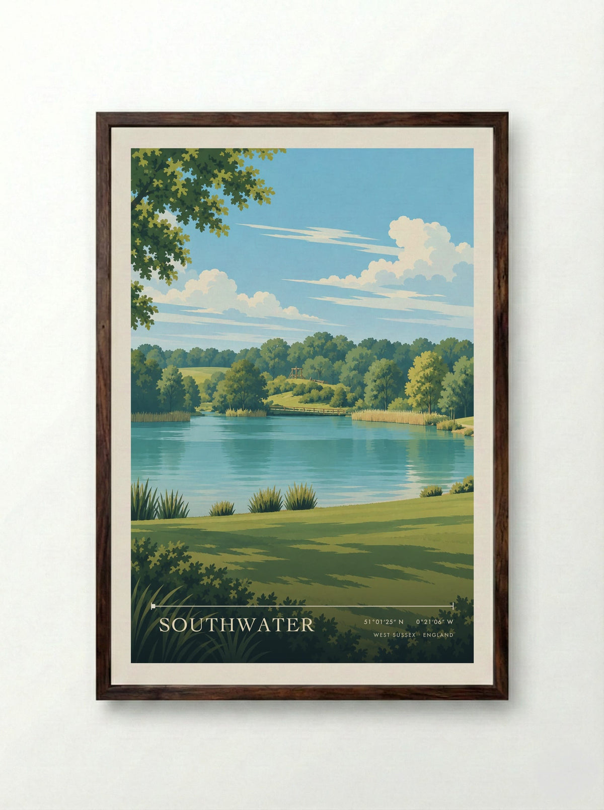 Southwater, West Sussex | Travel Poster - Framed Print Dark Wood
