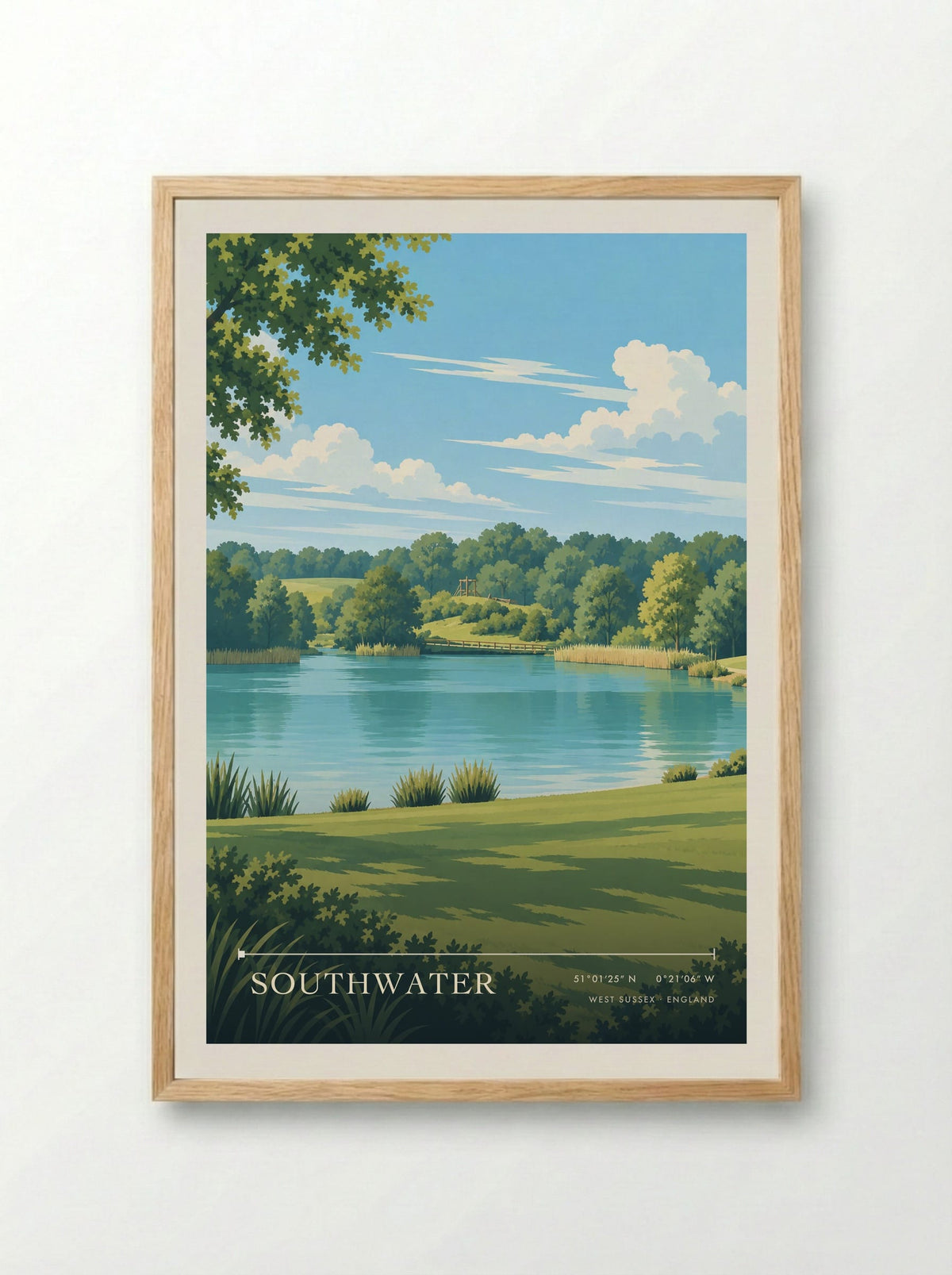 Southwater, West Sussex | Travel Poster - Framed Print Wood