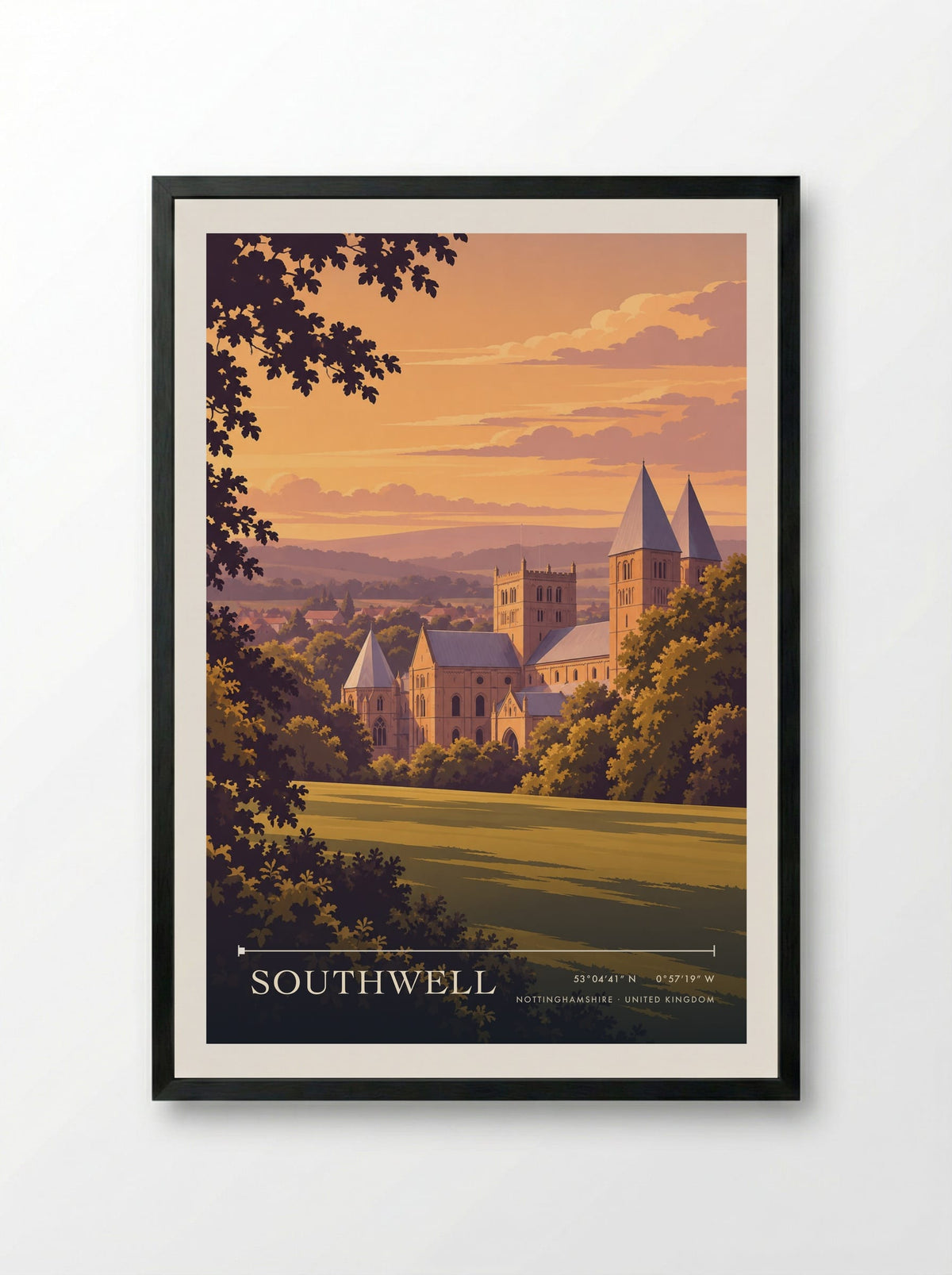 Southwell, Nottinghamshire | Travel Poster - Framed Print Black