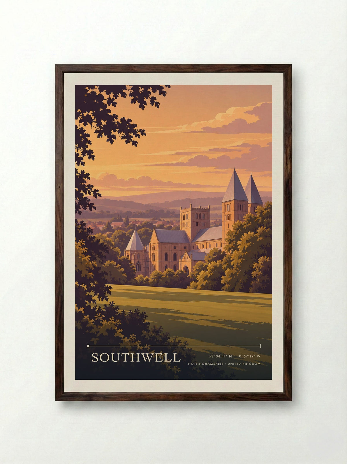 Southwell, Nottinghamshire | Travel Poster - Framed Print Dark Wood