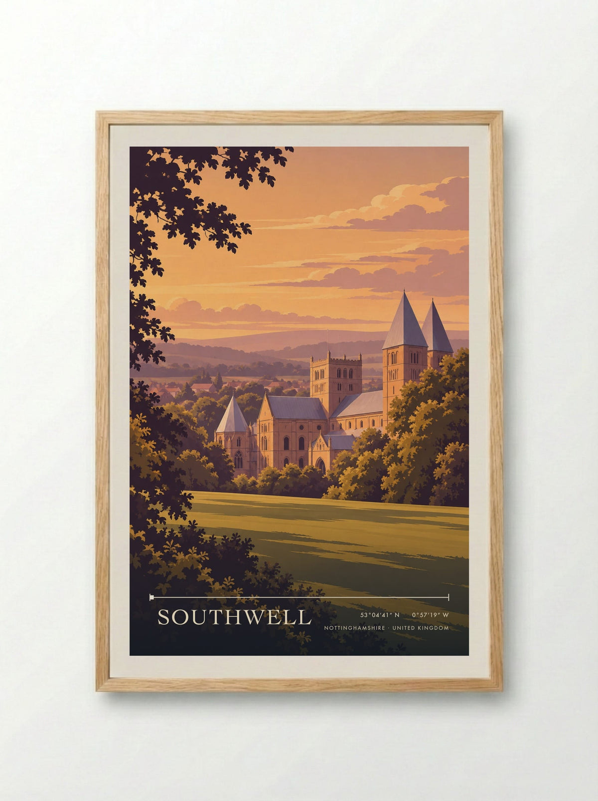 Southwell, Nottinghamshire | Travel Poster - Framed Print Wood