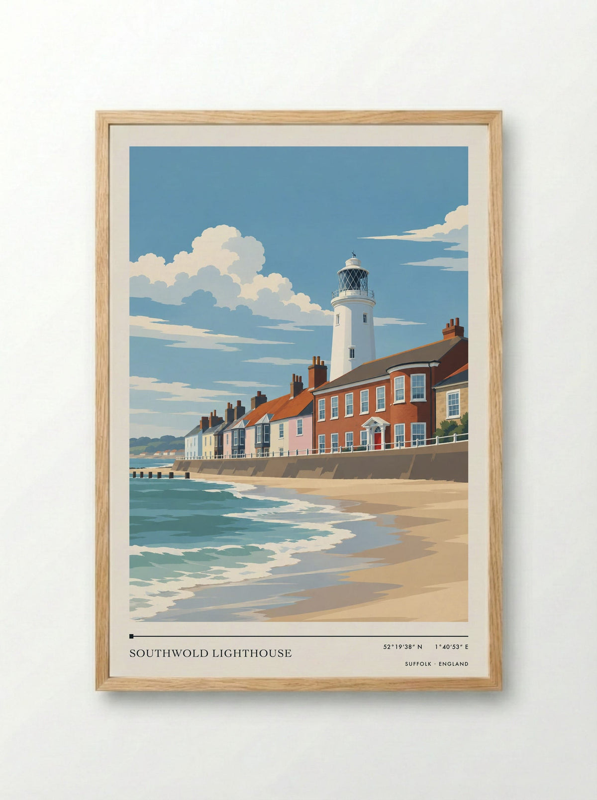 Southwold Lighthouse, Suffolk | Travel Poster - Framed Print Wood