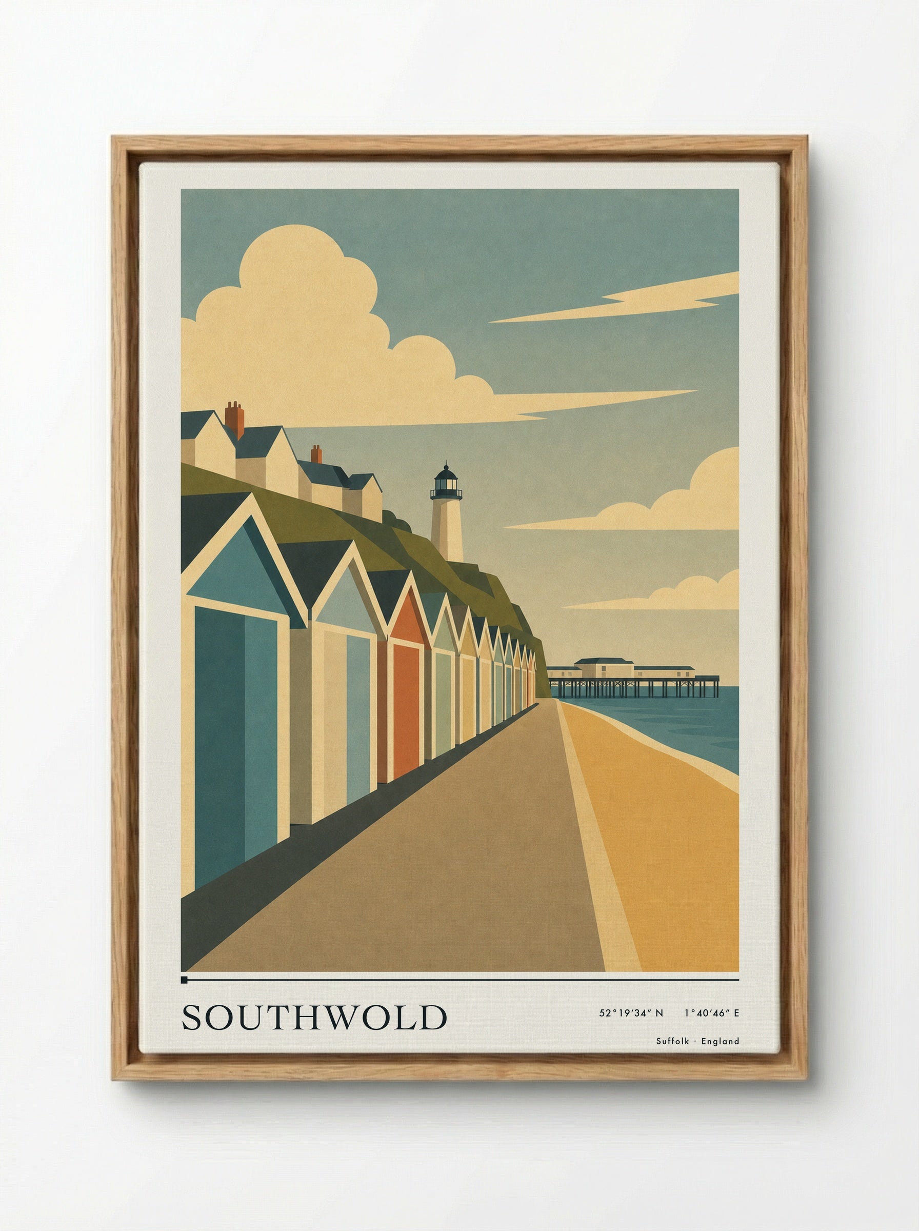 Southwold Suffolk Travel Poster - Framed Canvas Wood