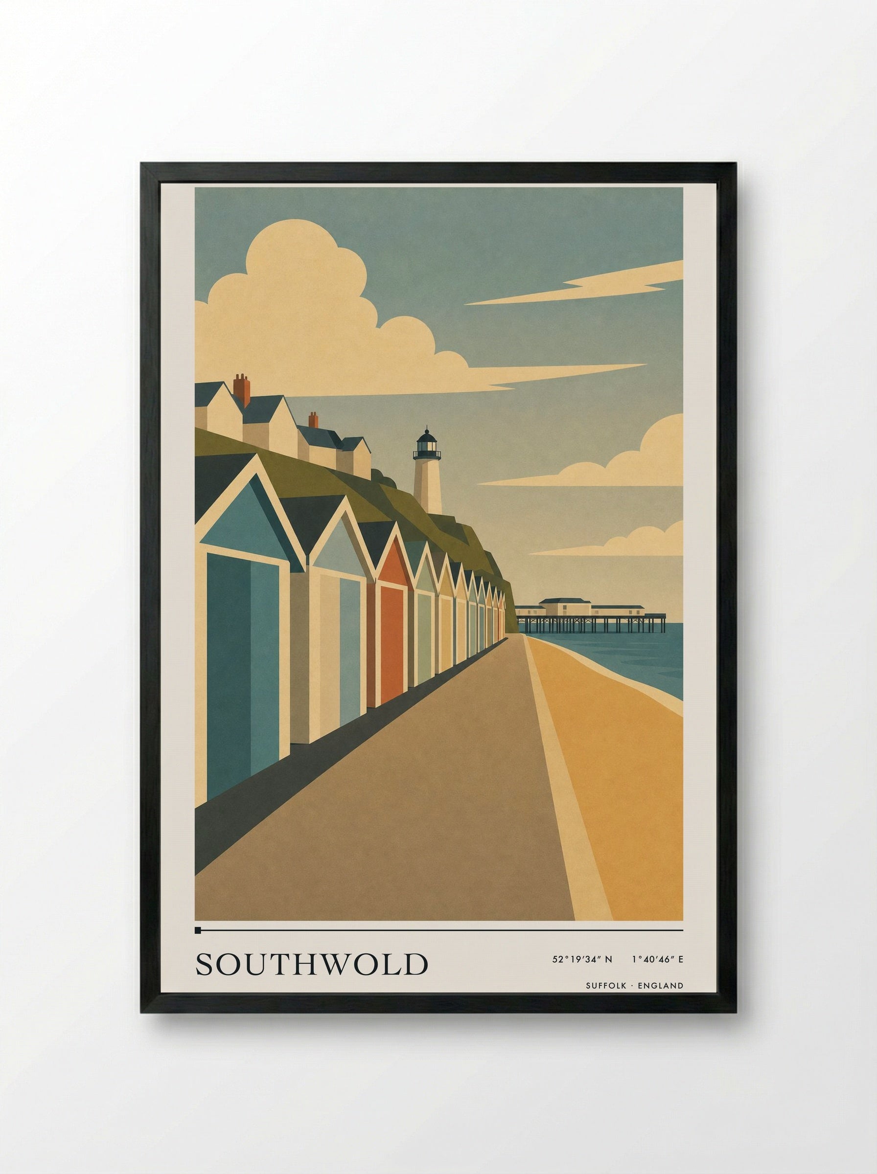 Southwold Suffolk Travel Poster - Framed Print Black