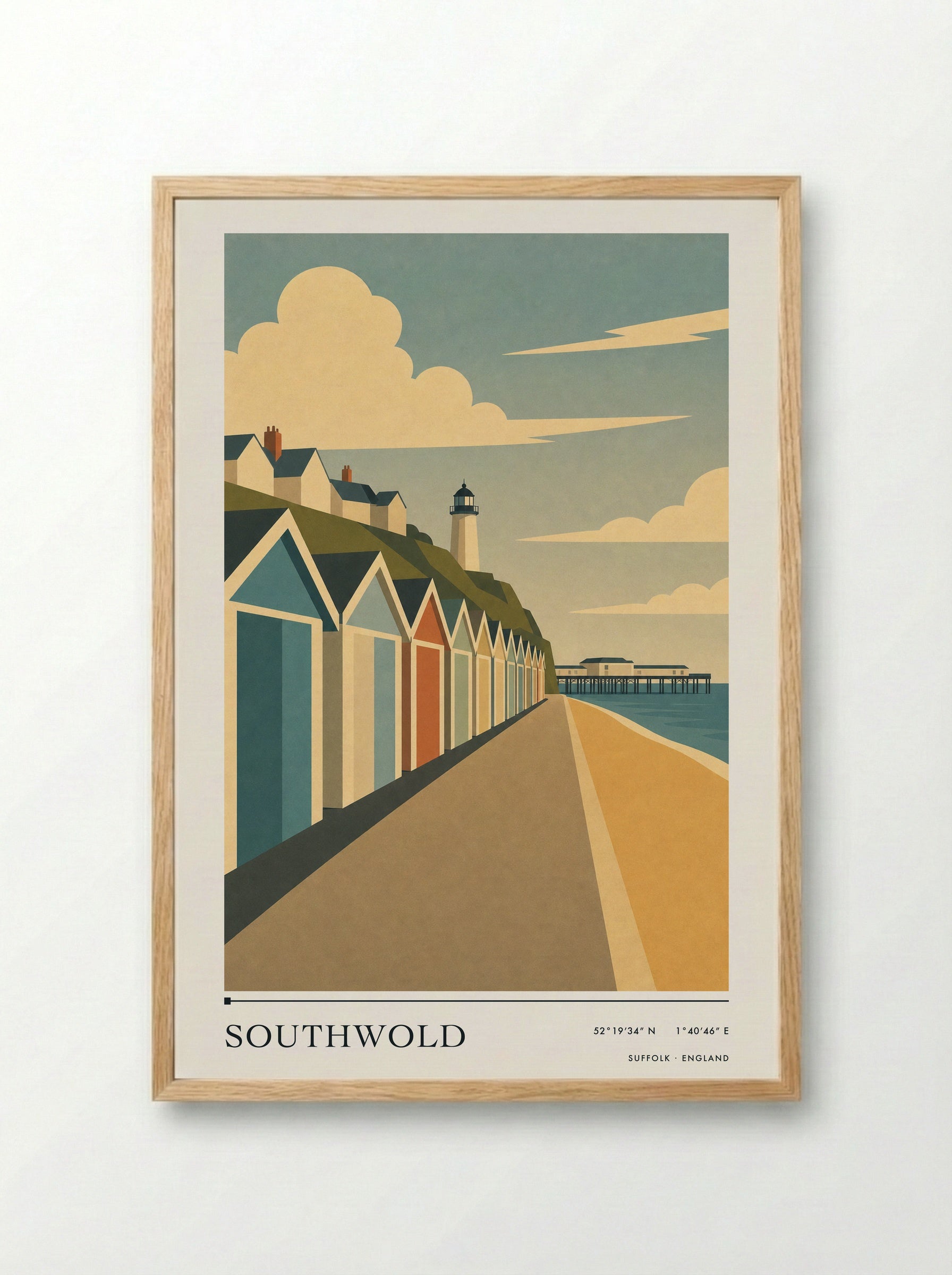 Southwold Suffolk Travel Poster - Framed Print Wood