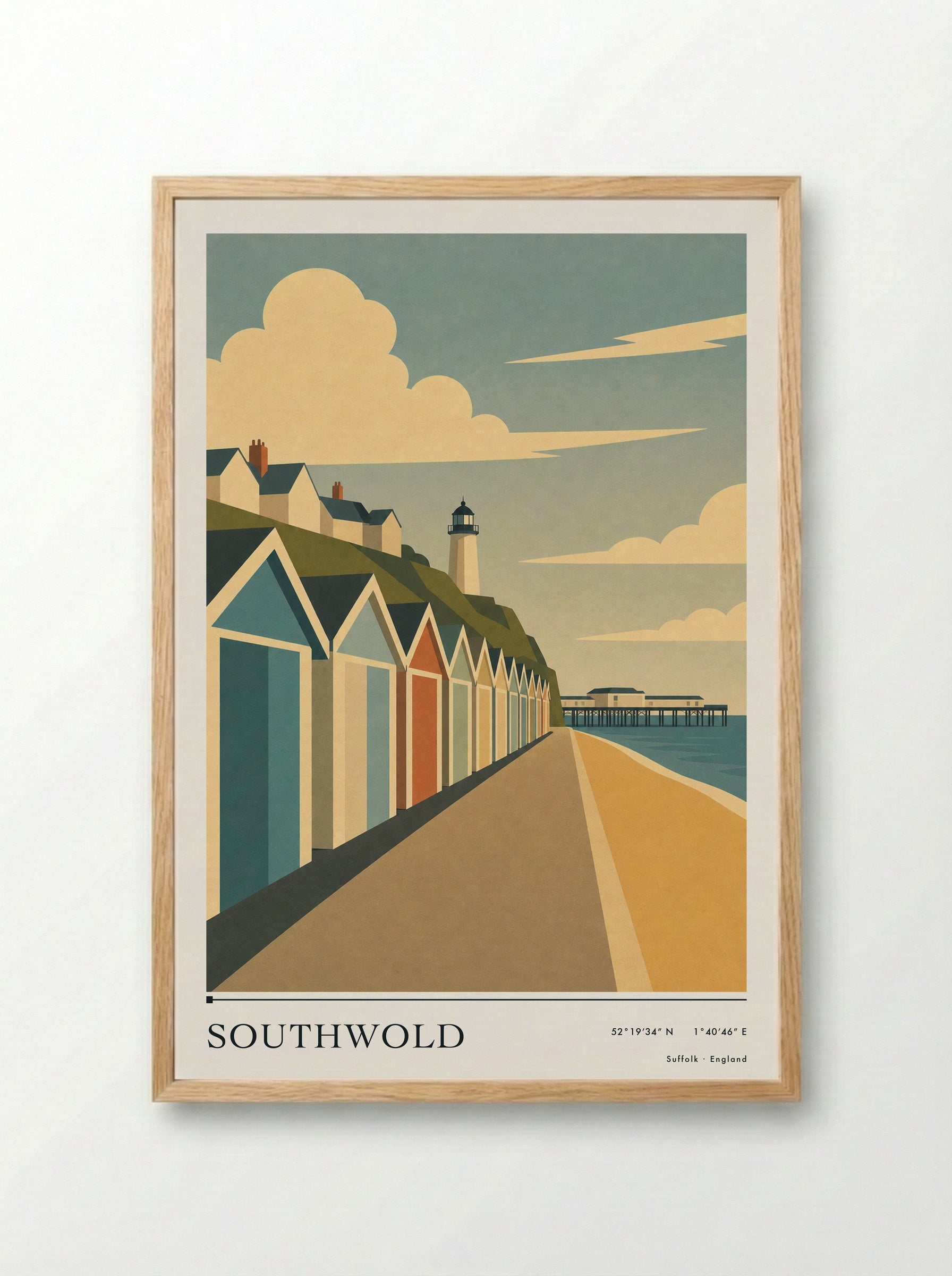 Southwold Suffolk Travel Poster - Framed Print Wood