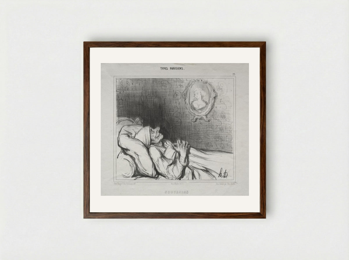 Souvenirs (Types Parisiens) - Honoré Daumier - Framed Print Dark Wood