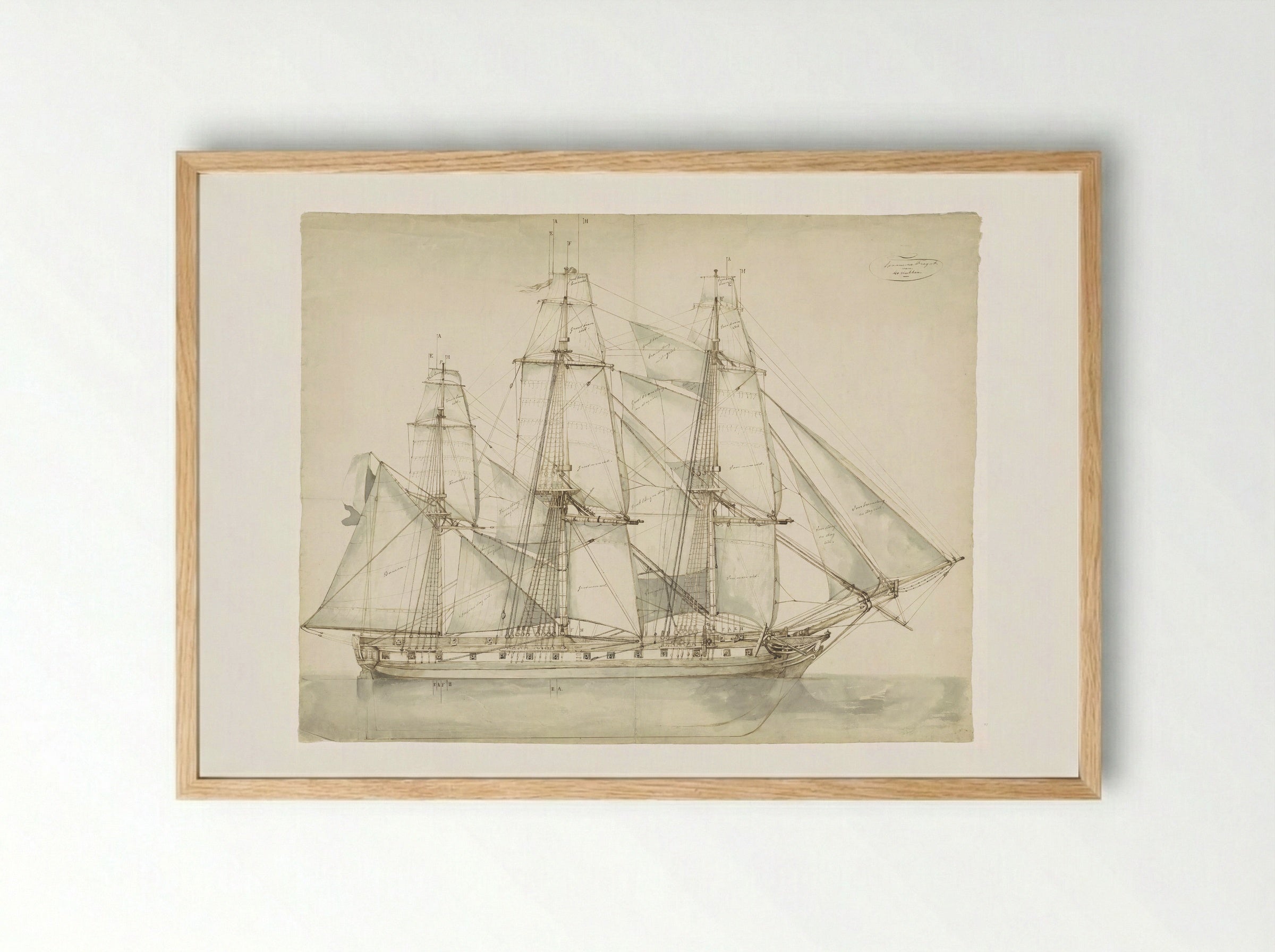 Spaans fregat - Willem Anthonie van Deventer - Framed Print Wood