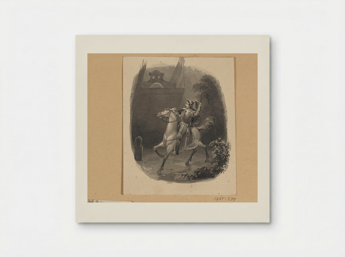 Spaanse soldaat te paard bij een ophaalbrug - Johann Wilhelm Kaiser (I) - Poster