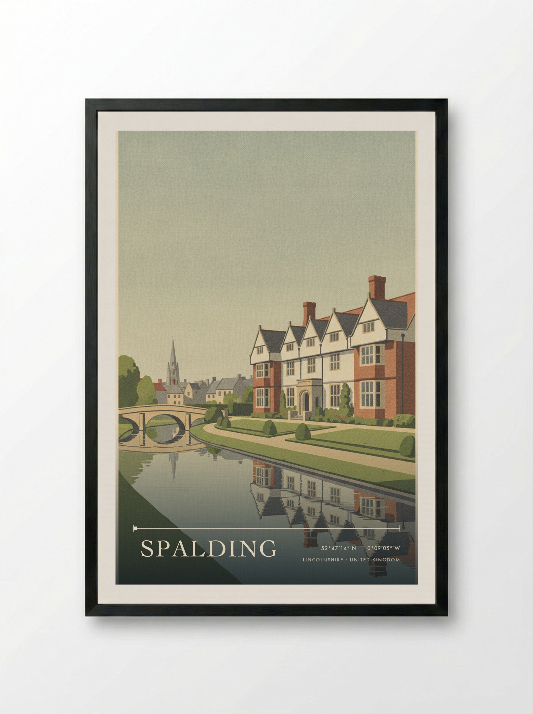 Spalding Lincolnshire United Kingdom Travel Poster - Framed Print Black