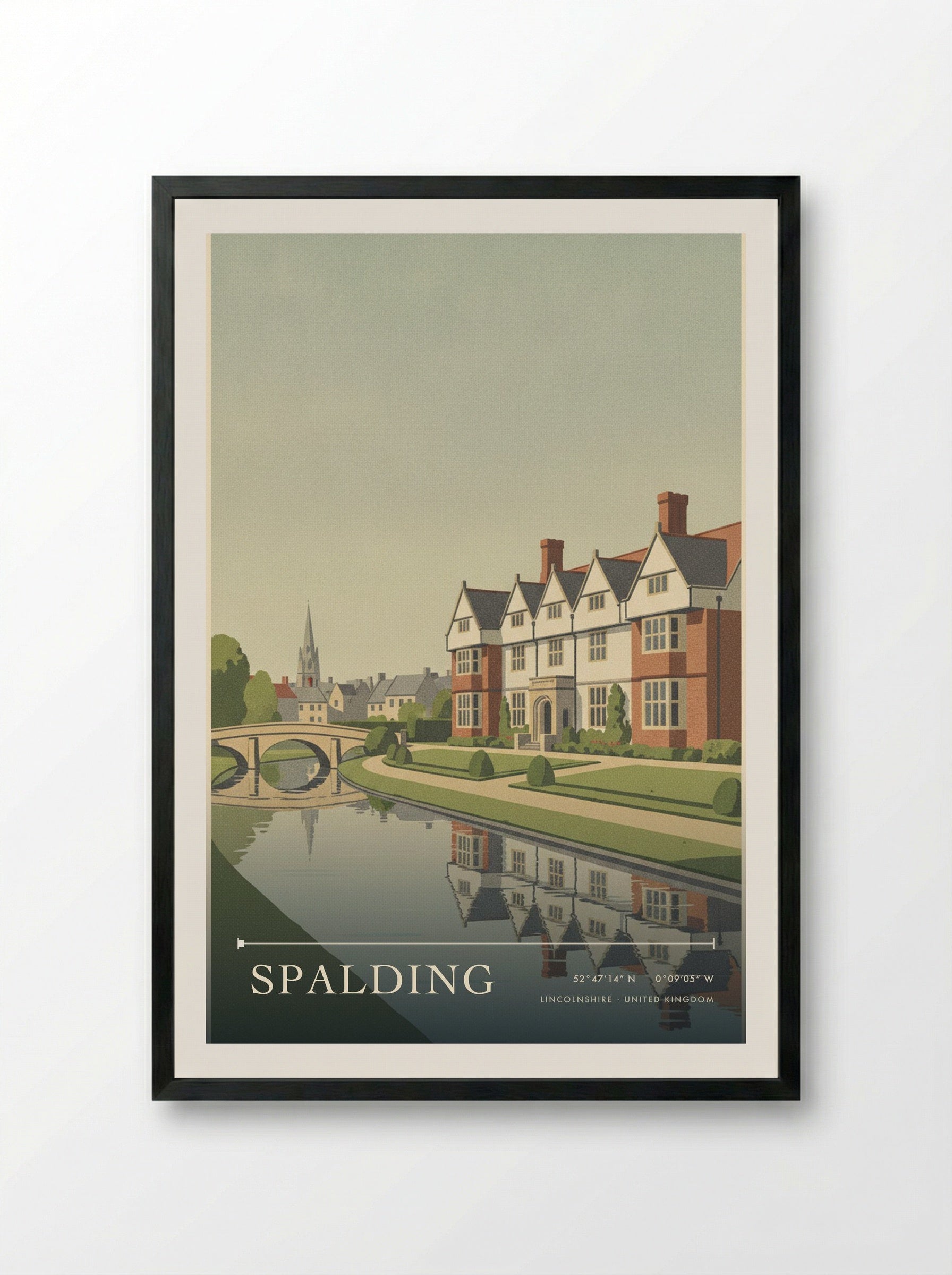 Spalding Lincolnshire United Kingdom Travel Poster - Framed Print Black