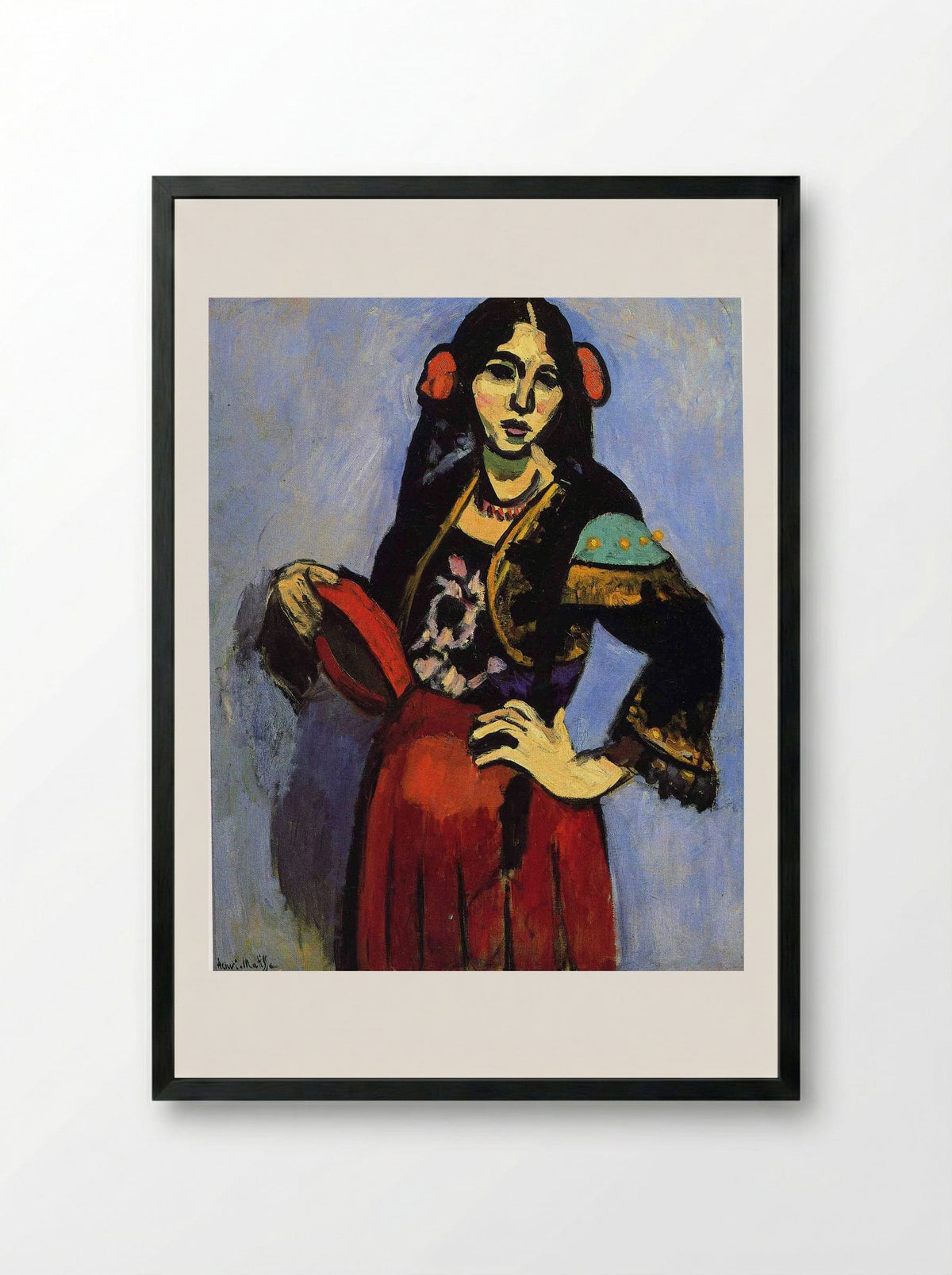 Spanish Woman with a Tambourine - Henri Matisse - Framed Print Black