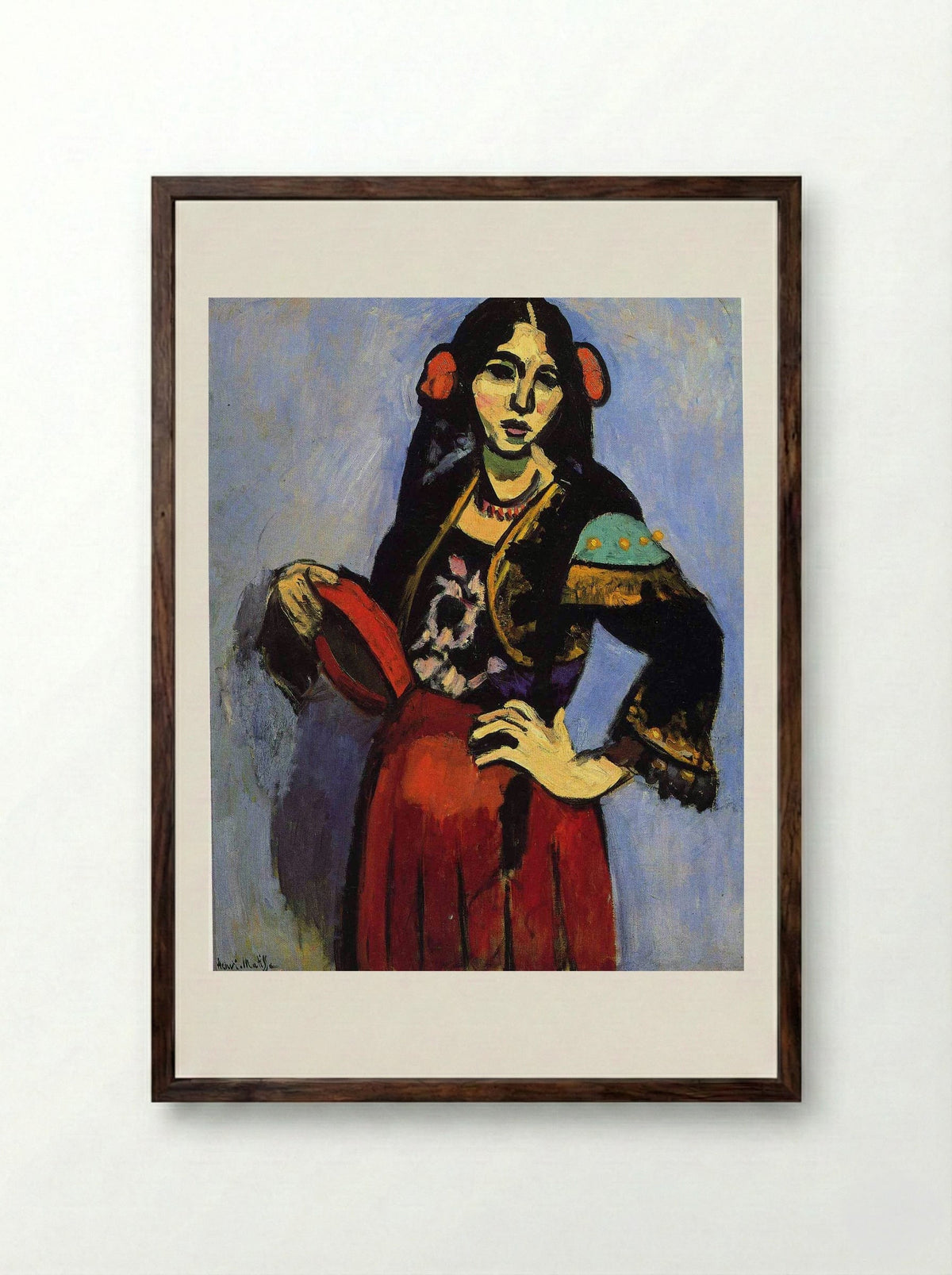 Spanish Woman with a Tambourine - Henri Matisse - Framed Print Dark Wood
