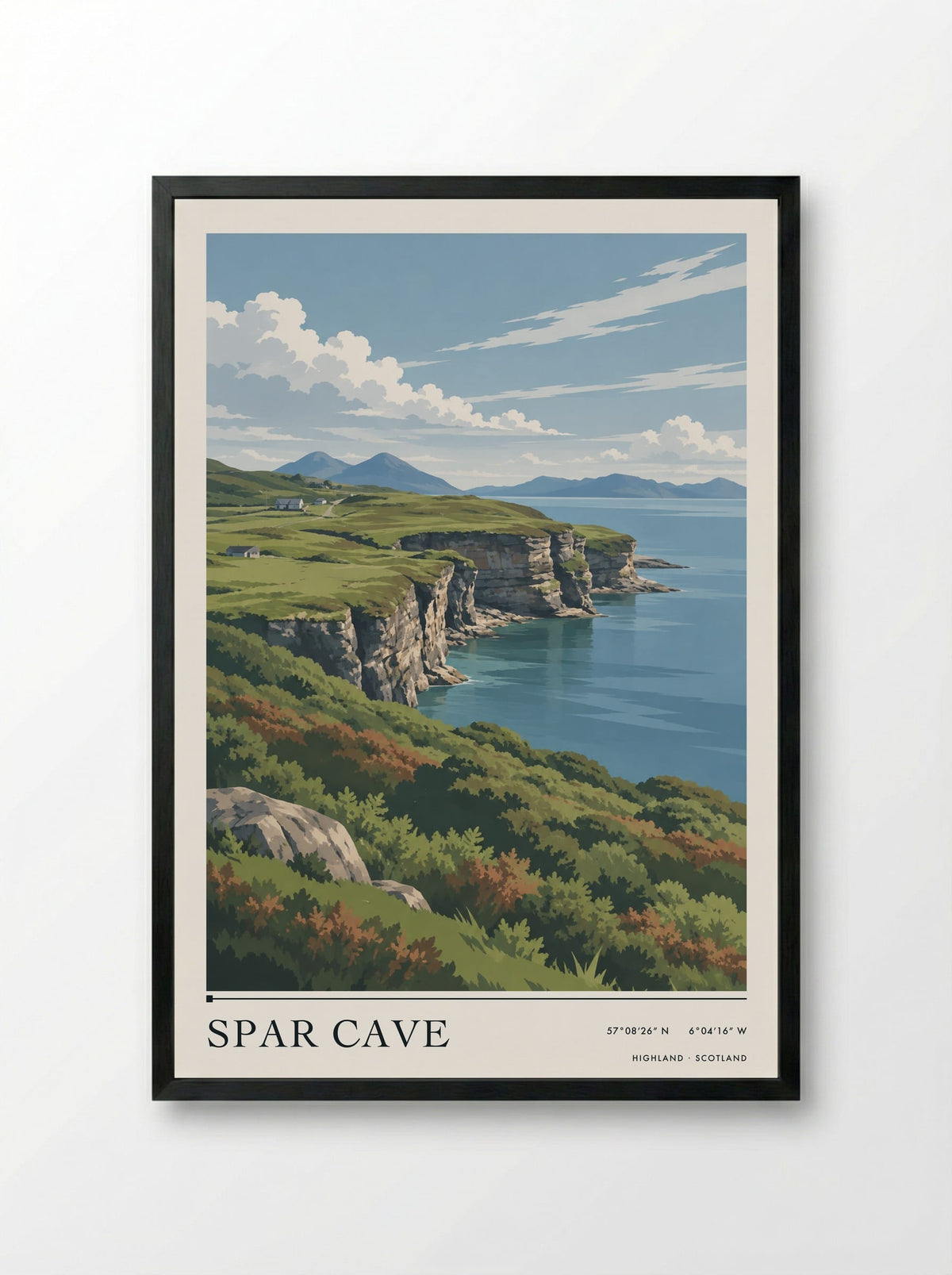 Spar Cave, Highland | Travel Poster - Framed Print Black