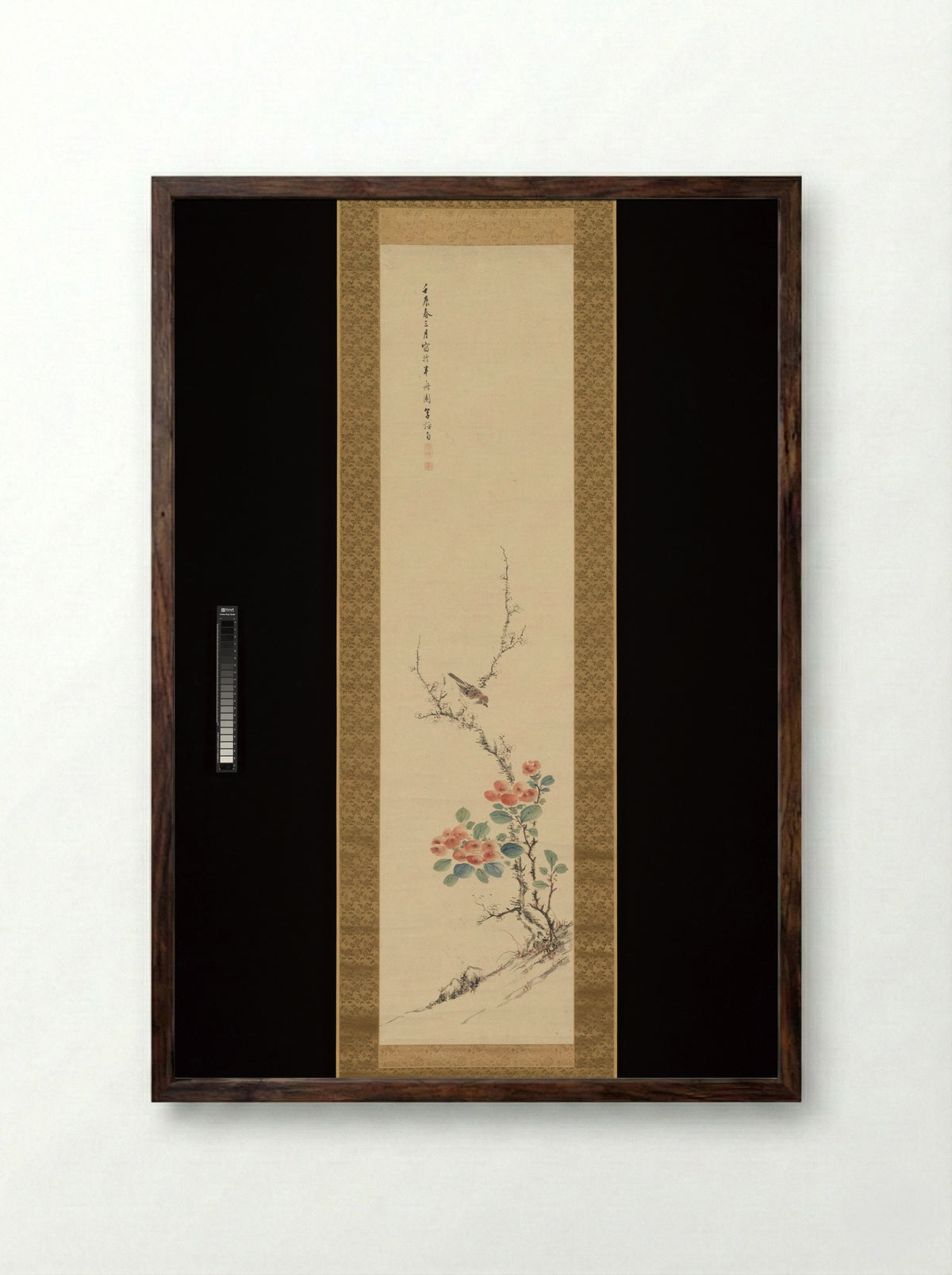 Sparrow, Camellia and Plum - Takahashi Sōhei - Framed Print Dark Wood