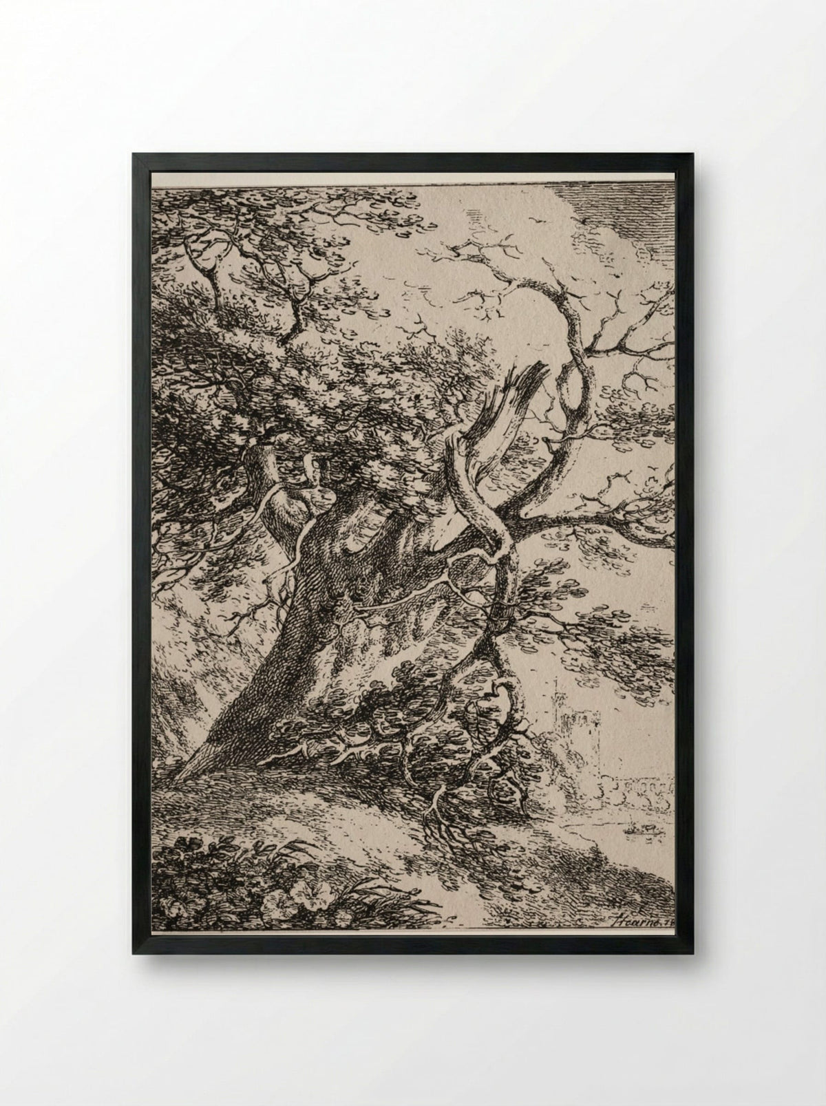 Specimens of Polyautography: Landscape with an Oak Tree - Thomas Hearne - Framed Print Black