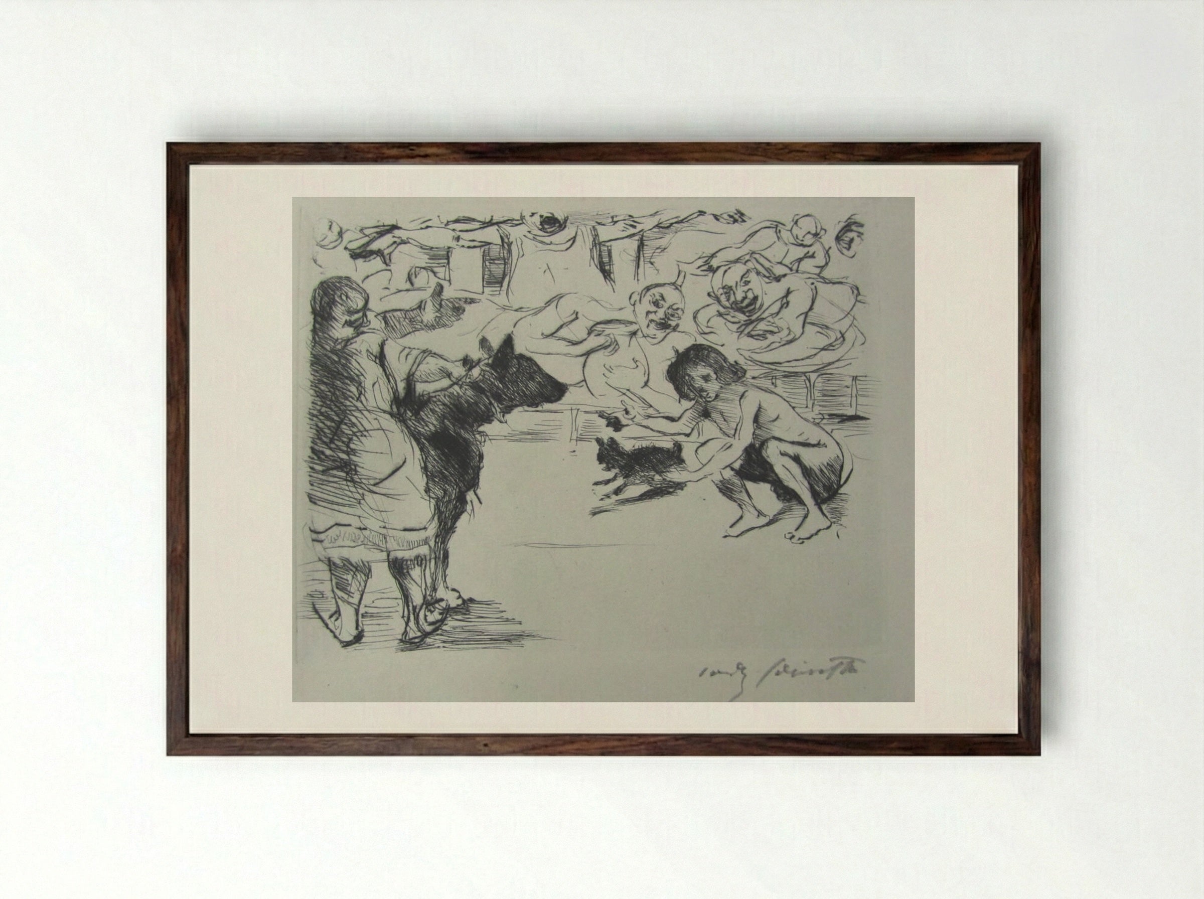 Spectators in the Arena - Lovis Corinth - Framed Print Dark Wood