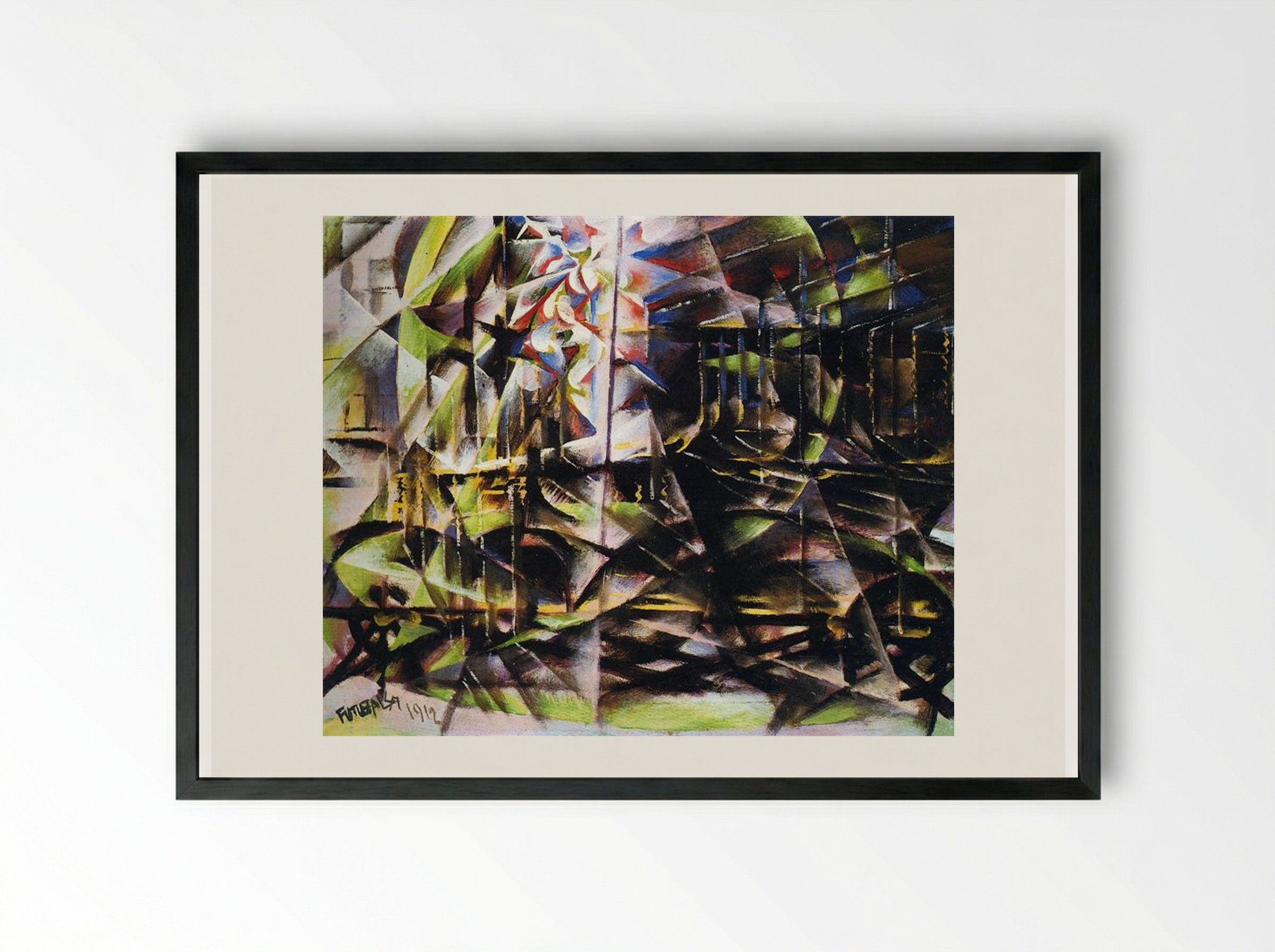 Speeding Automobile - Giacomo Balla - Framed Print Black