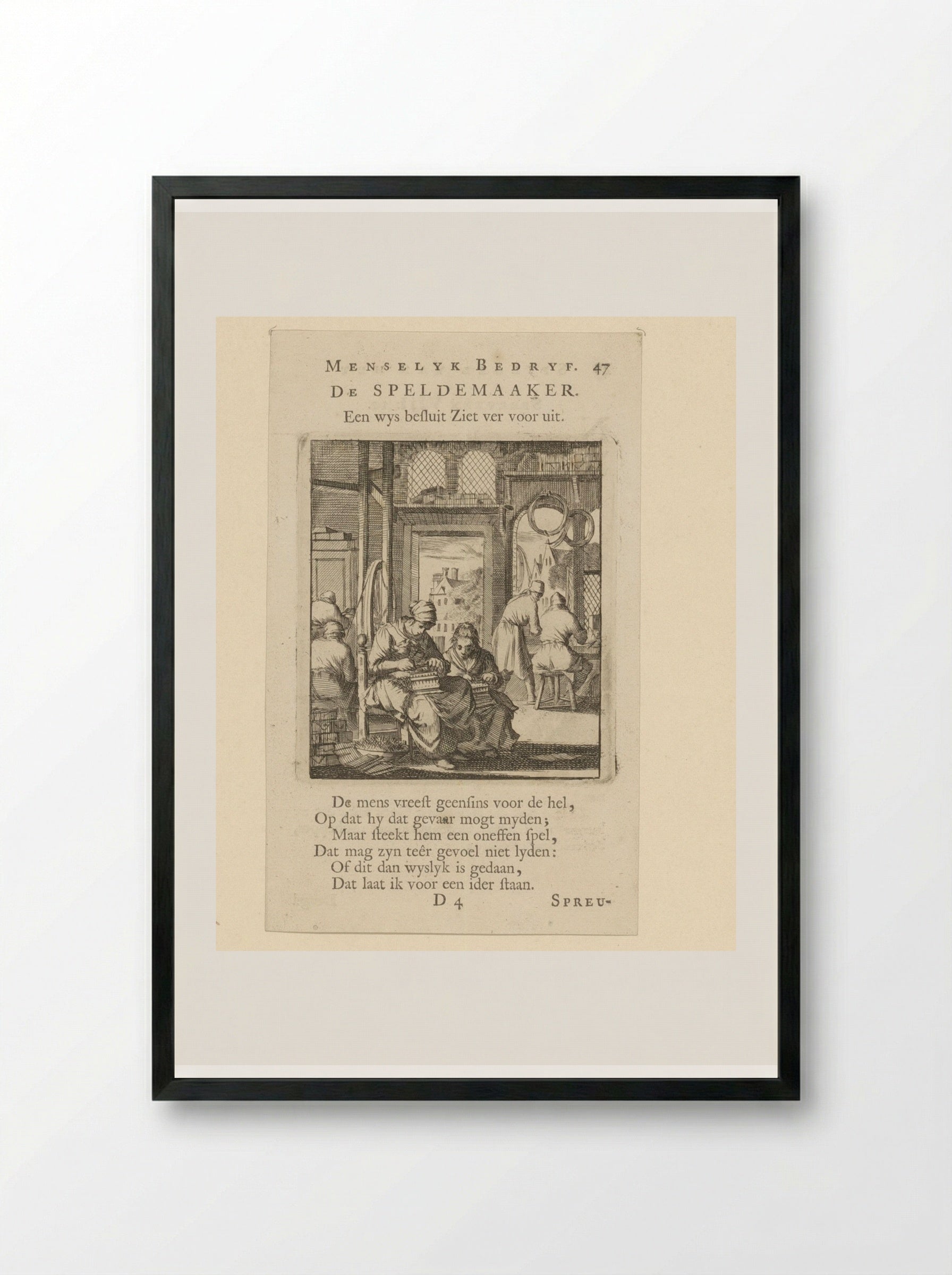 Speldenmaaksters (The Pin Makers) - Cornelis van der Sys - Framed Print Black