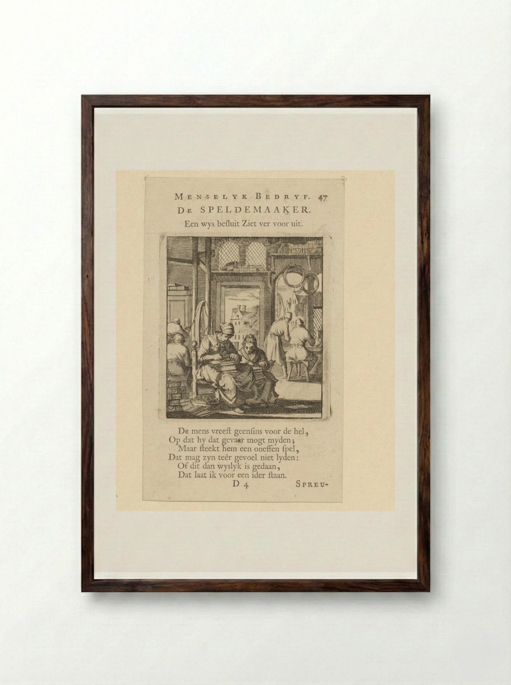 Speldenmaaksters (The Pin Makers) - Cornelis van der Sys - Framed Print Dark Wood