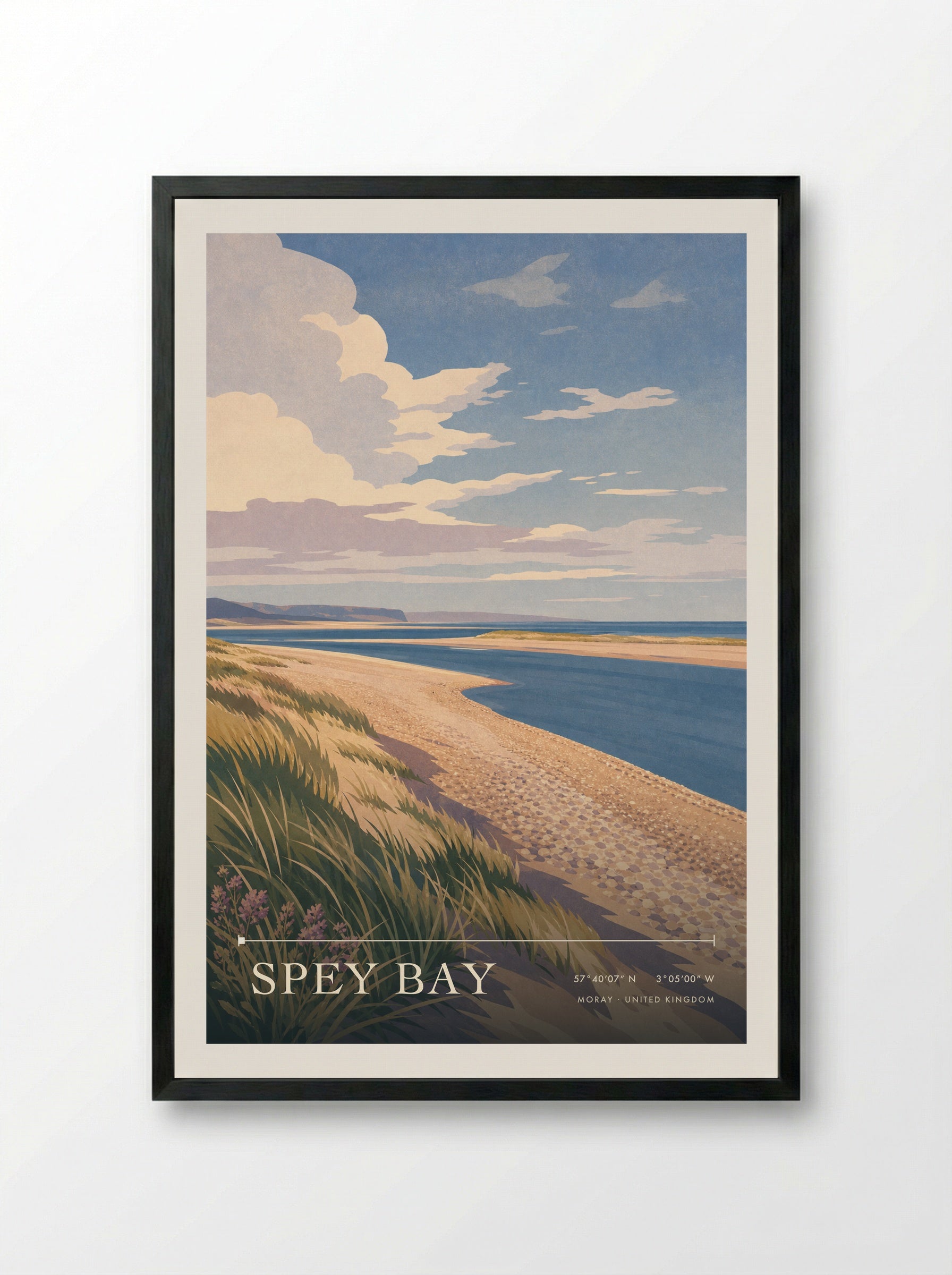 Spey Bay Moray United Kingdom Travel Poster - Framed Print Black
