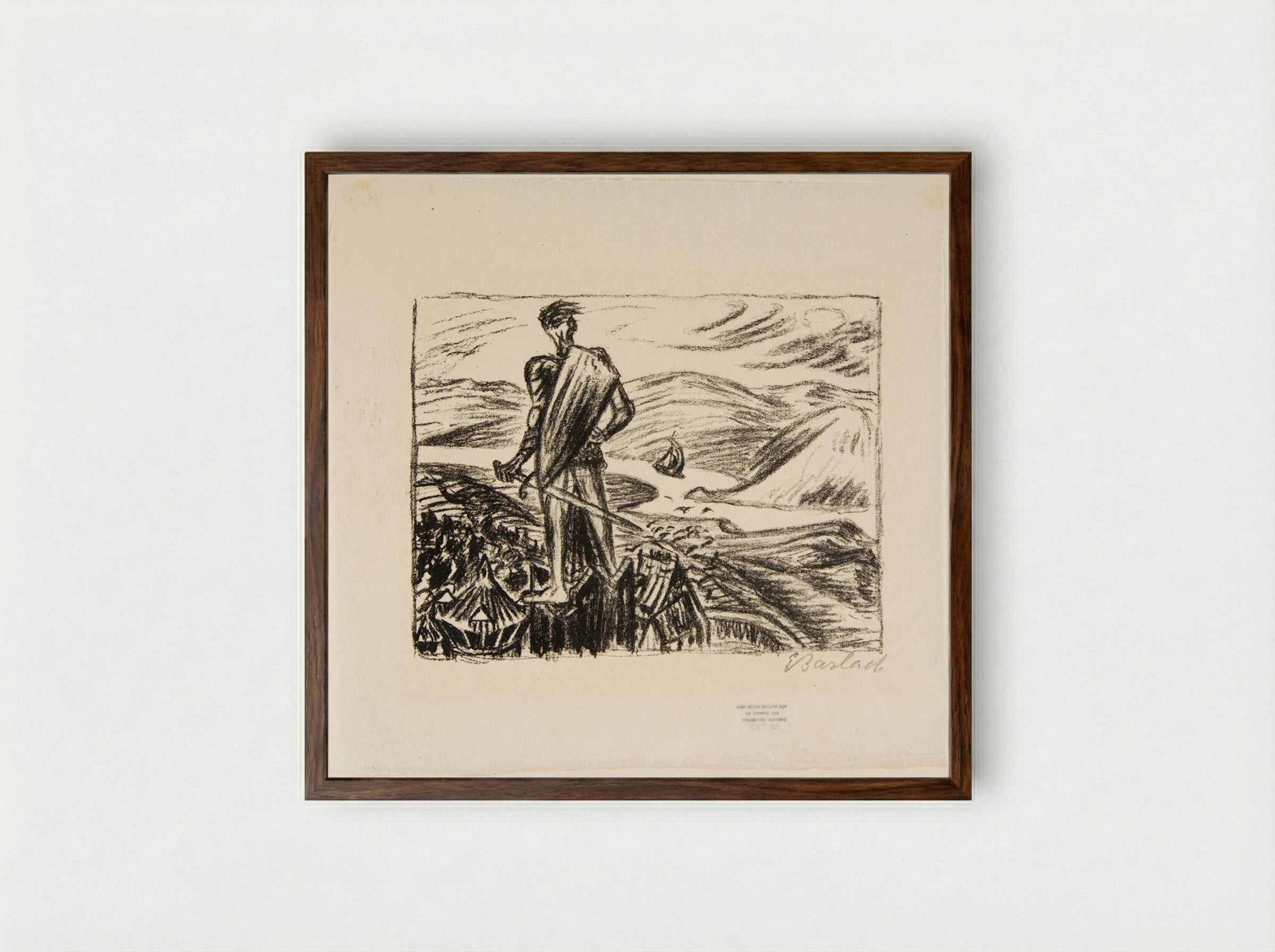 Spiritual Salutation (Salute) - Ernst Barlach - Framed Print Dark Wood