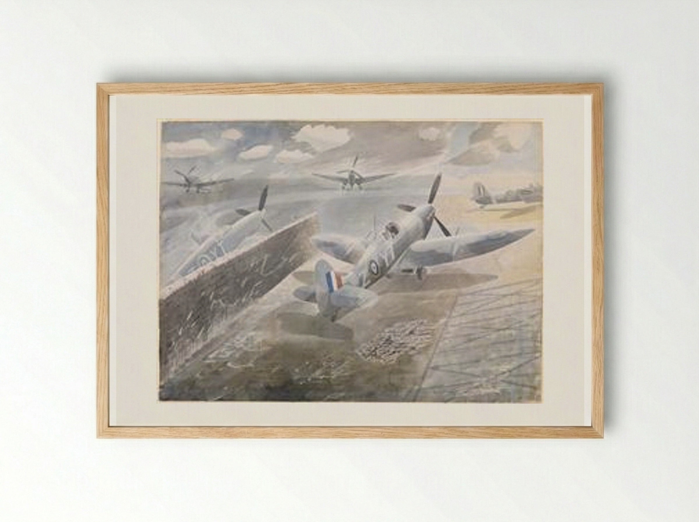Spitfires at Sawbridgeworth - Eric Ravilious - Framed Print Wood