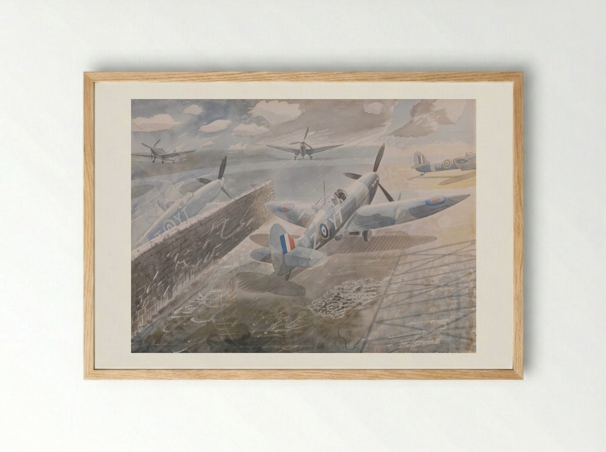 Spitfires at Sawbridgeworth - Eric Ravilious - Framed Print Wood