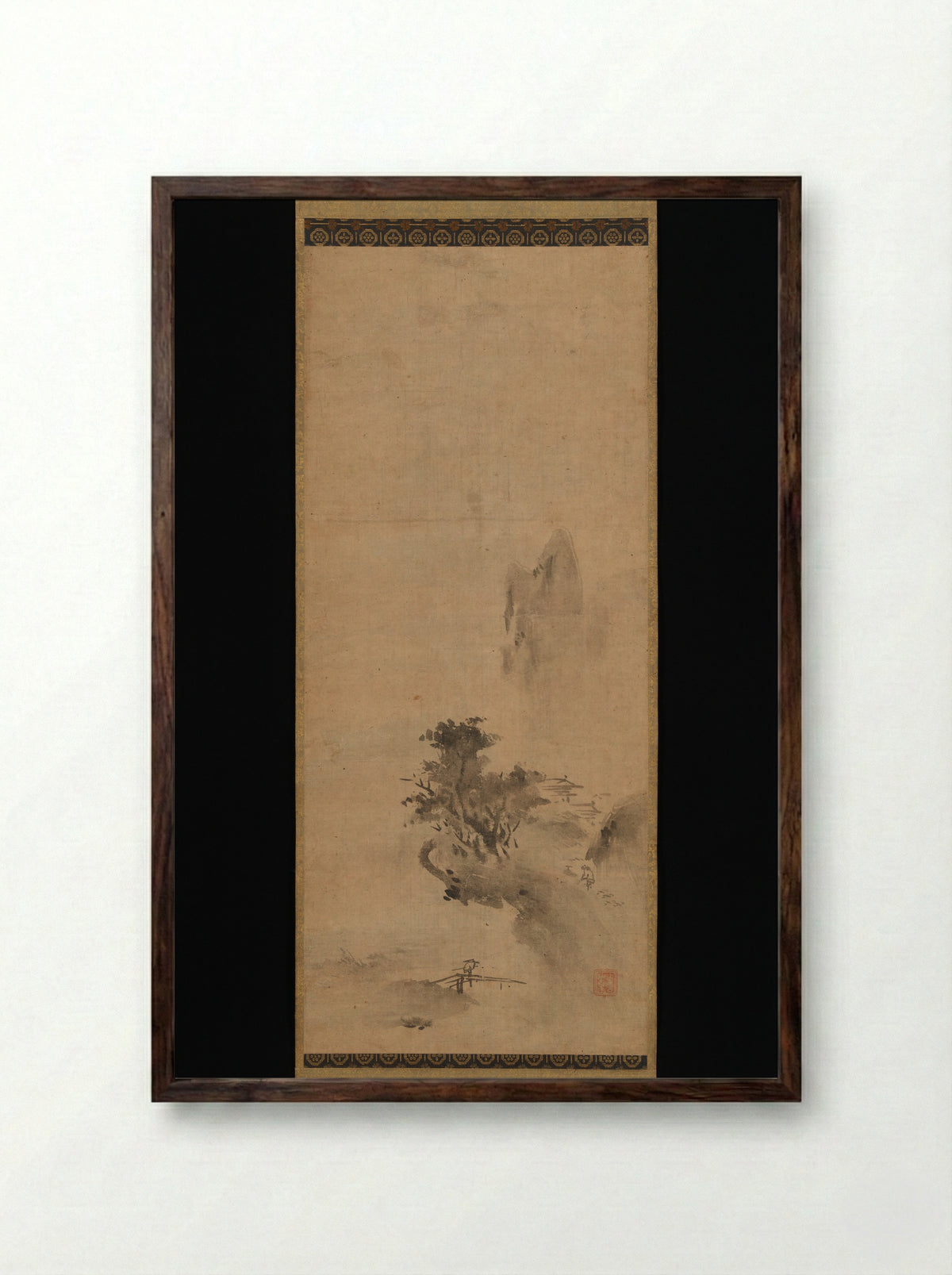 Splashed-Ink Landscape - Bokushō Shūshō - Framed Print Dark Wood